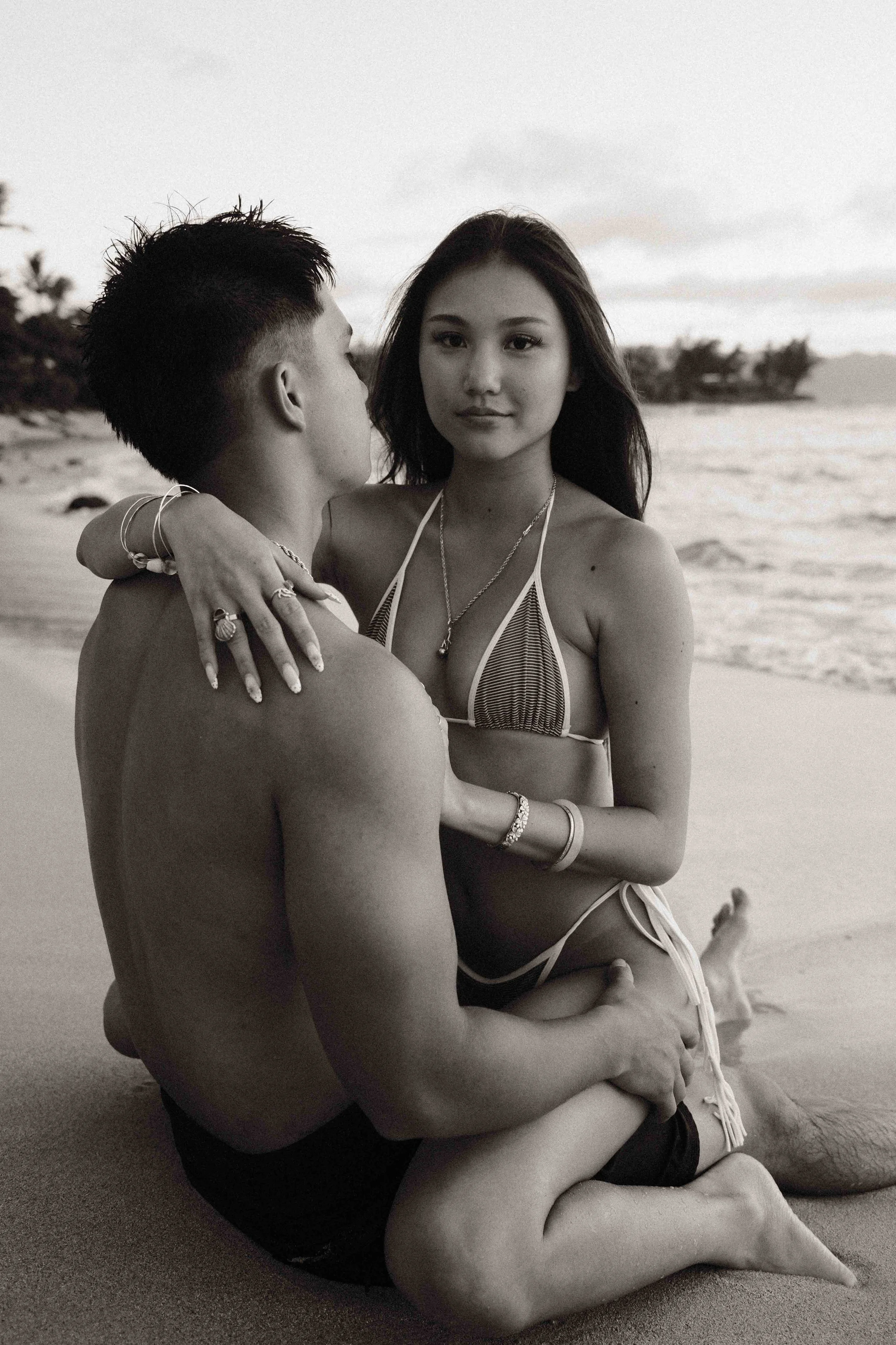 Hawaii Couples Point and Shoot Fujifilm Session at North Shore Beach by Oahu Photographer Desiree Leilani