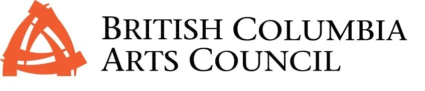 Logo of the British Columbia Arts Council featuring an abstract orange symbol and black text