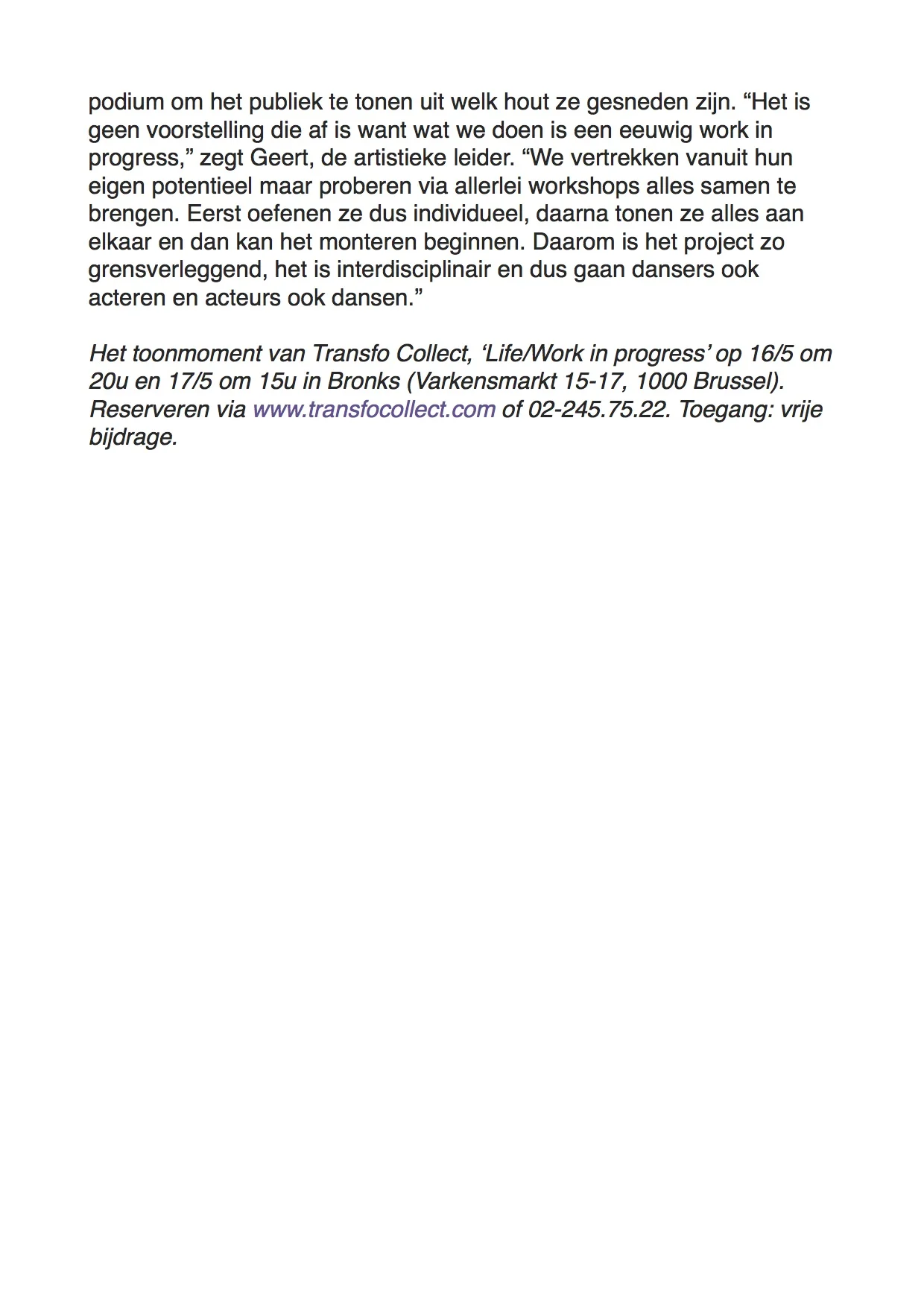 TRANSFO COLLECT in Brussel Deze Week (2)