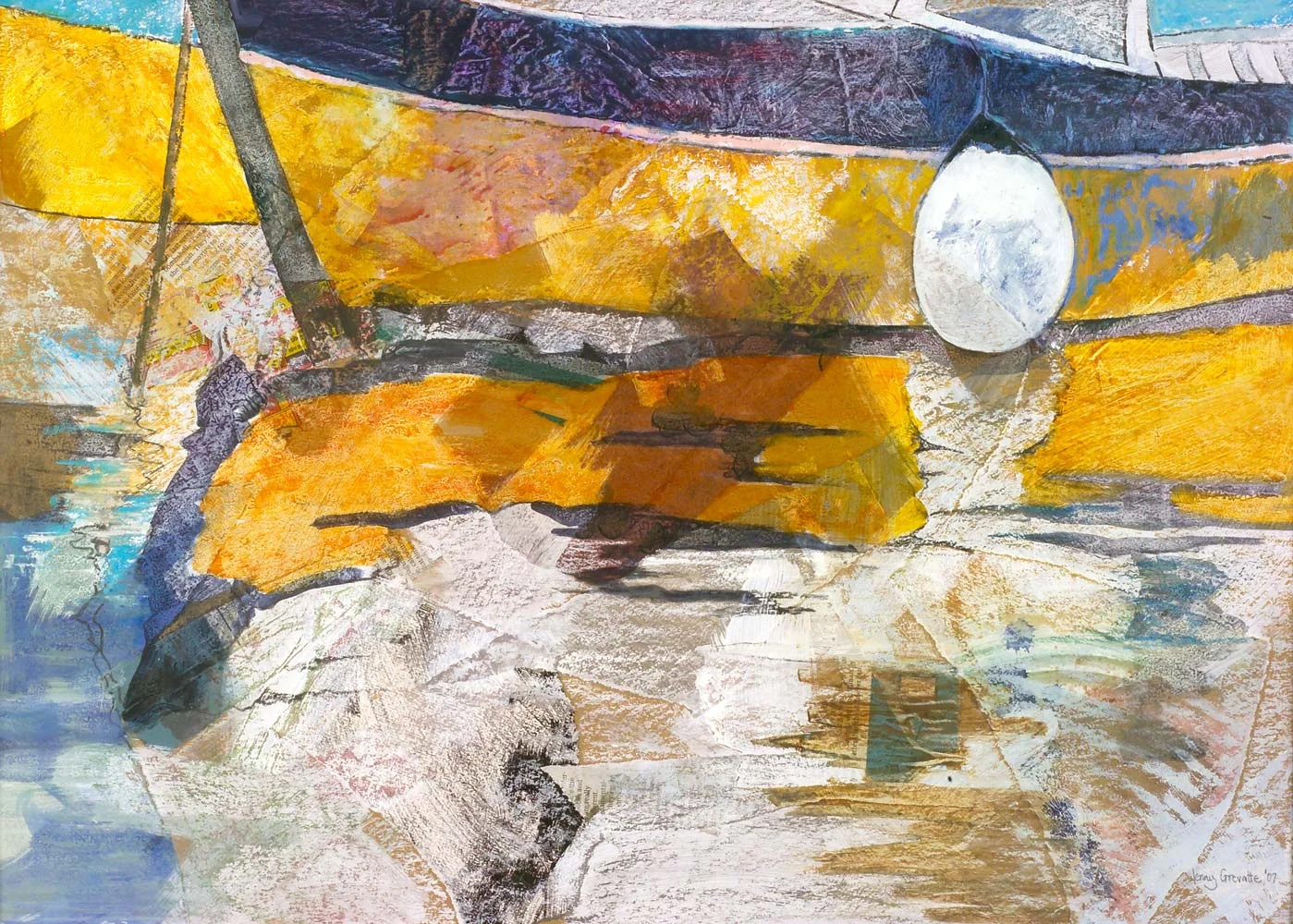 Rowing boat reflections, St Ives harbour