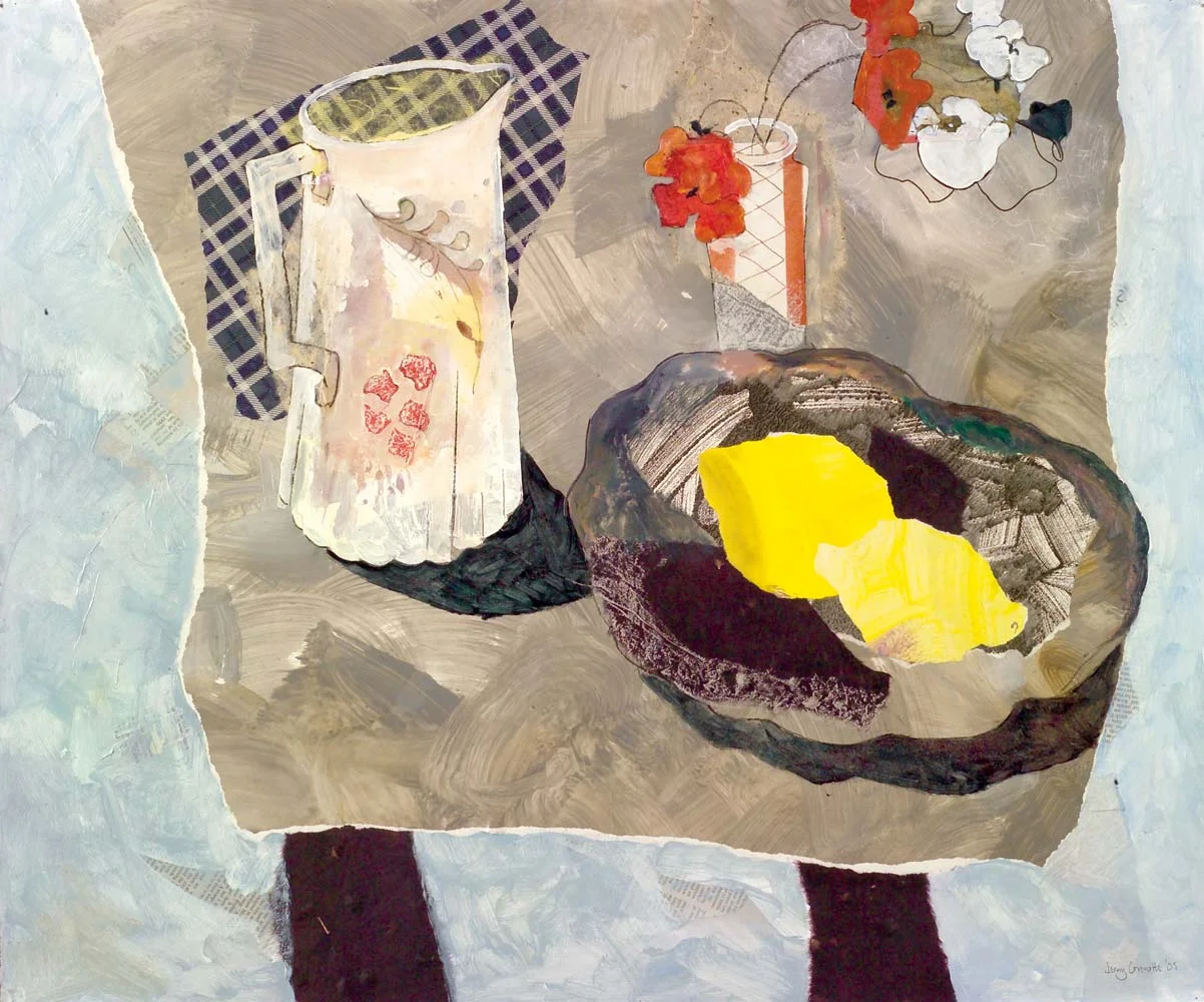 Jug, lemon and sweet peas