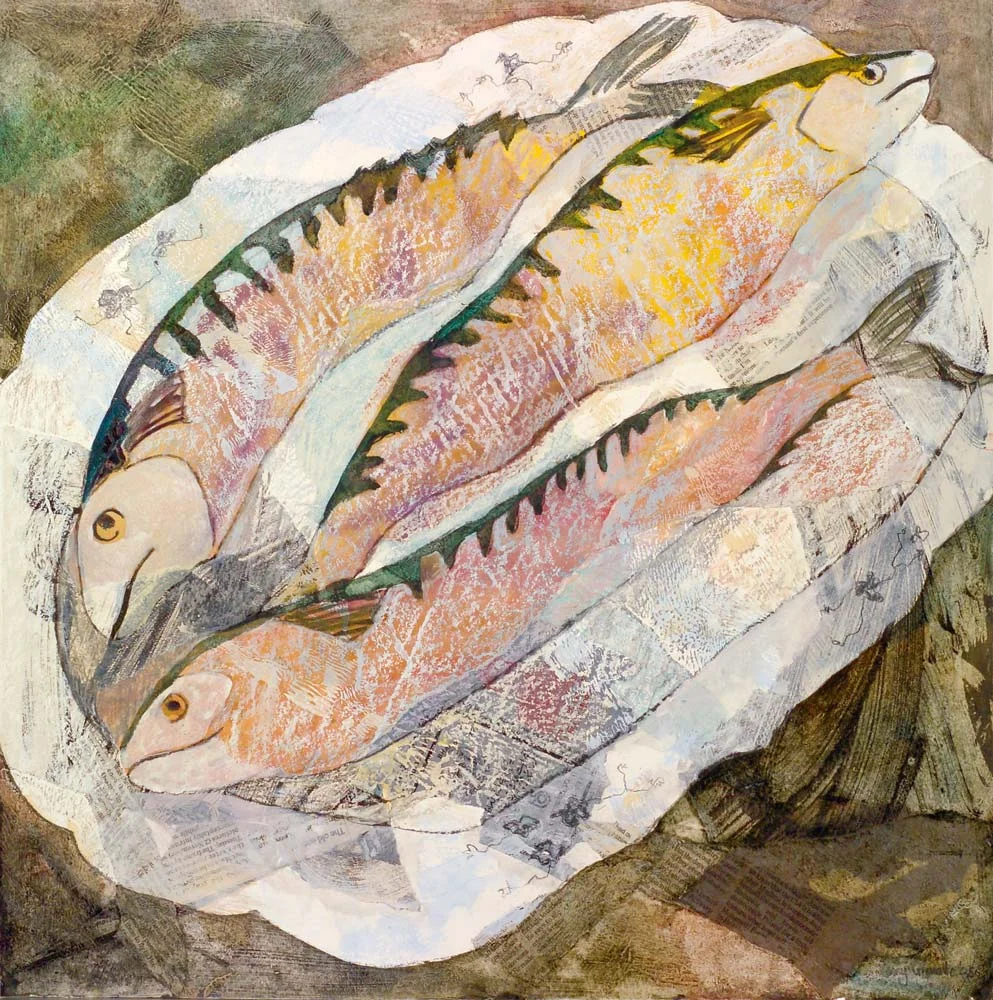 Three mackerel on a plate