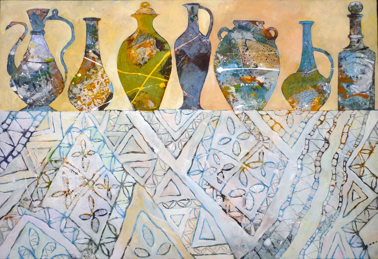 Objects on a lace tablecloth