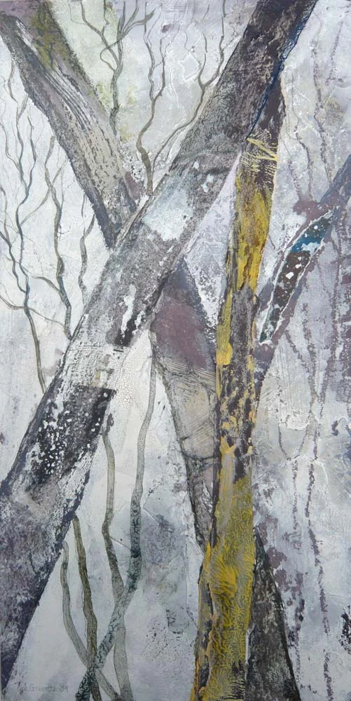 Frosty tree trunks