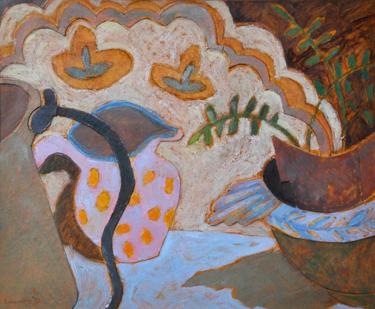 Pink jug with orange spots