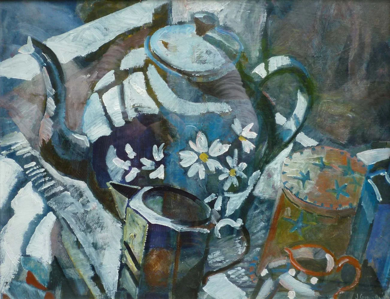 Still life with blue teapot
