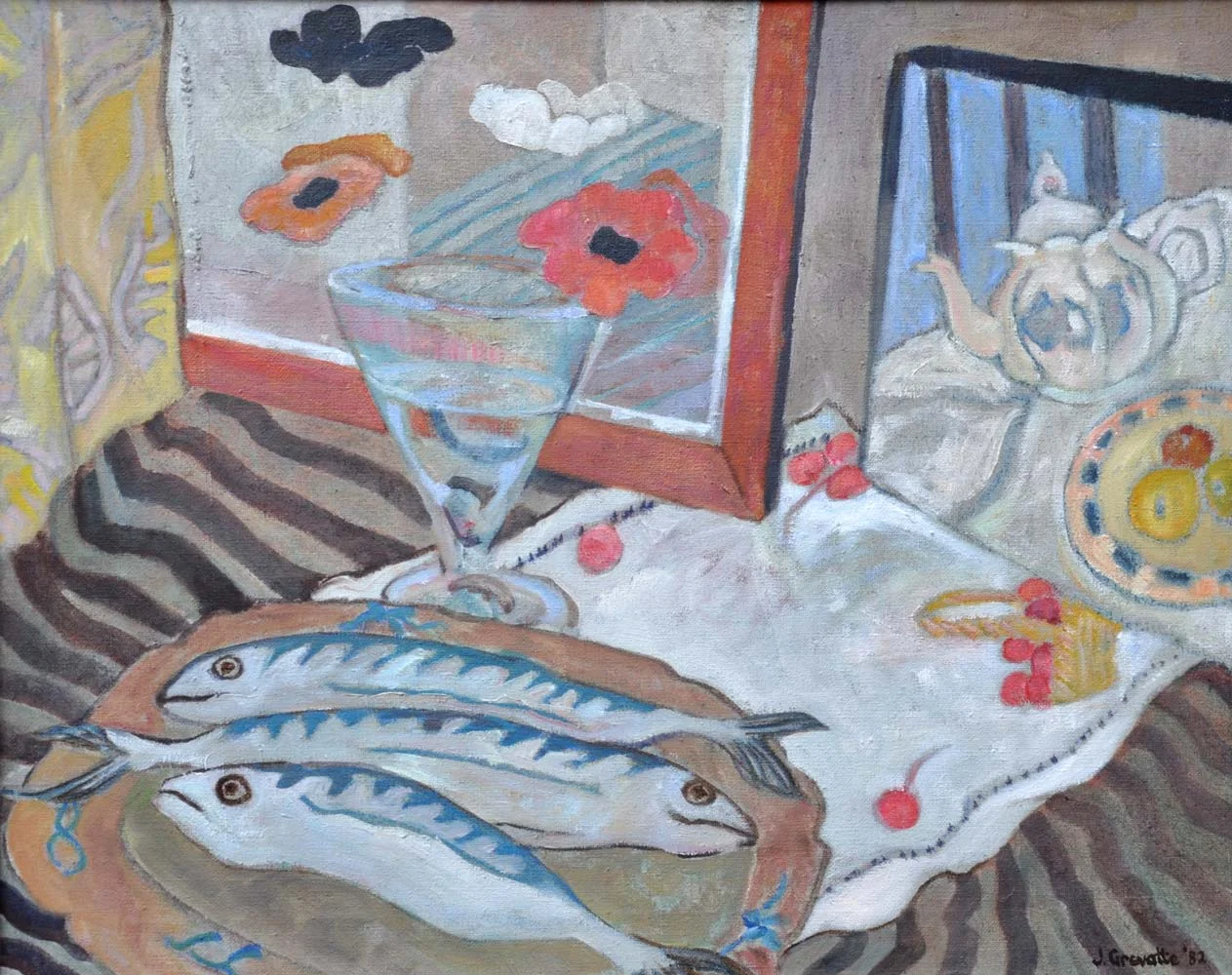 Still life with mackerel