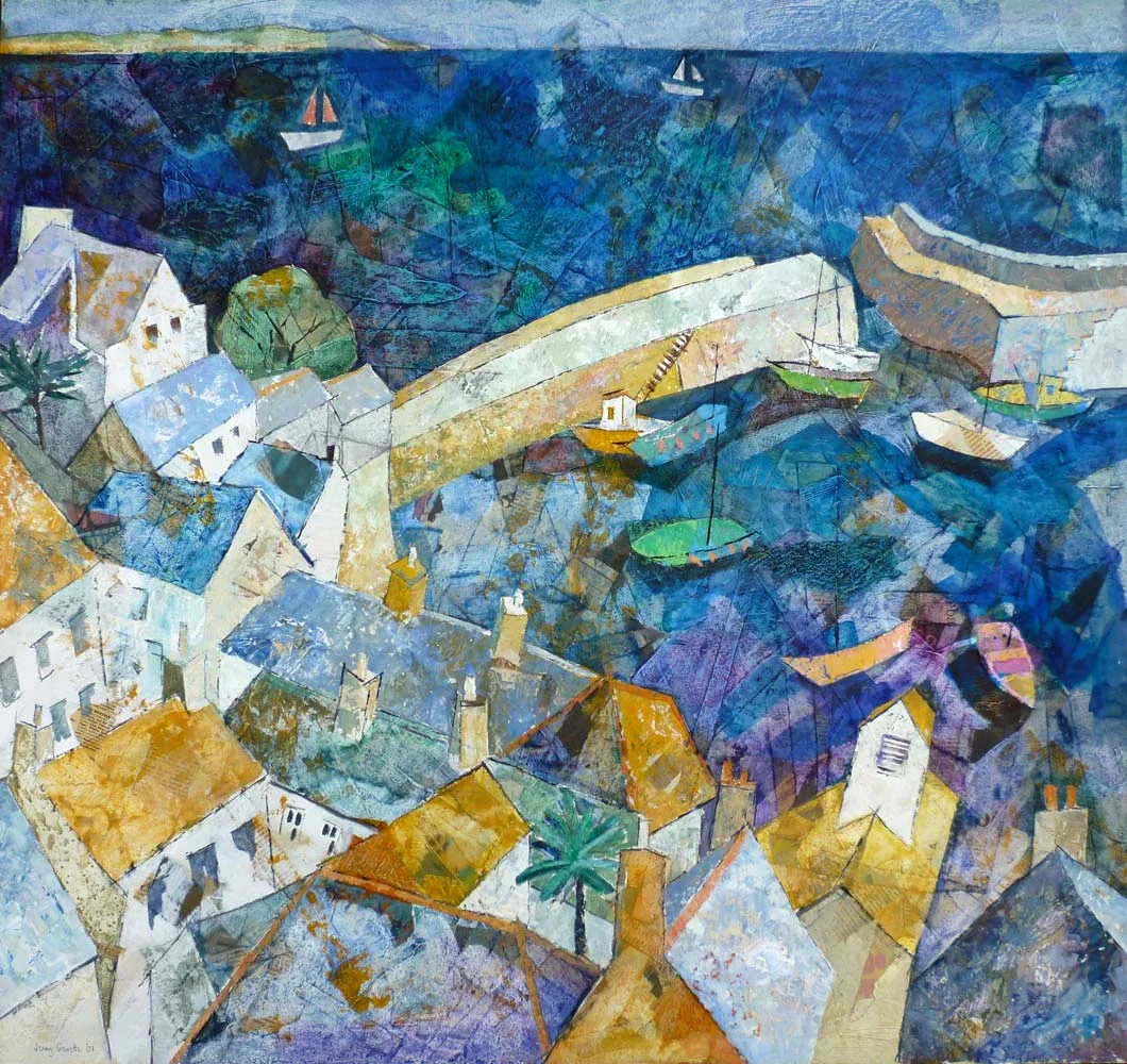 View of Mousehole harbour from above