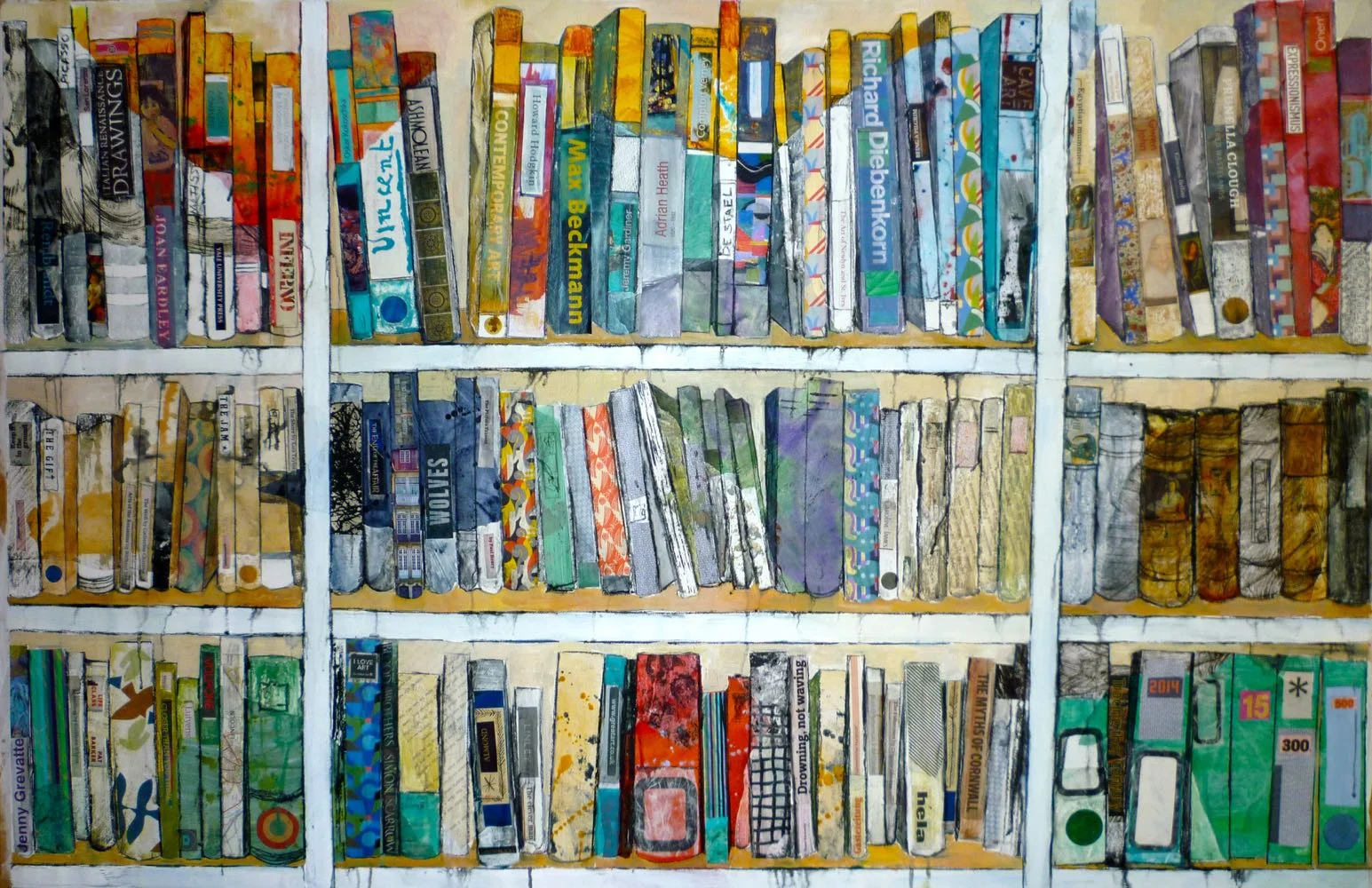 " Imaginary bookshelves" 92x150 cms Mixed media £4500