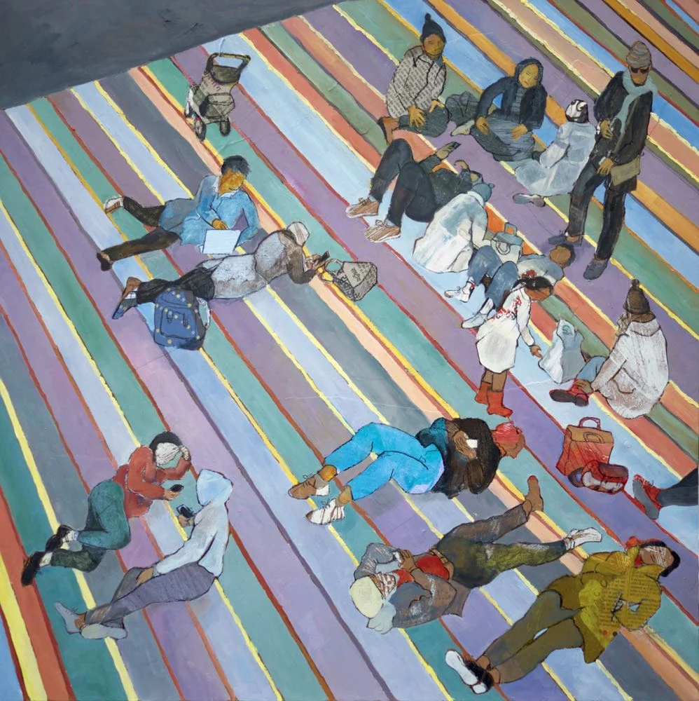Relaxing on the carpet at Tate Modern
