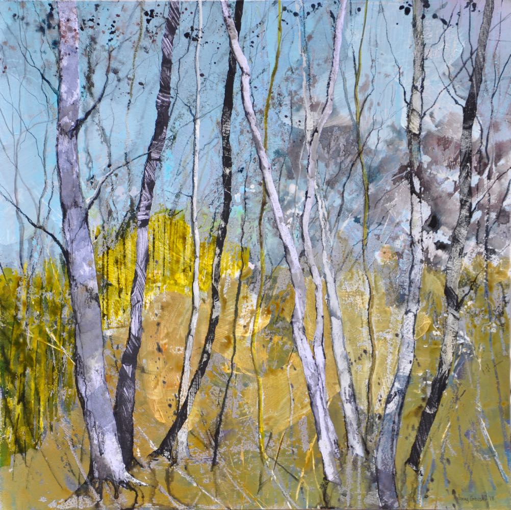 Yellow fence, Swithland Woods 
