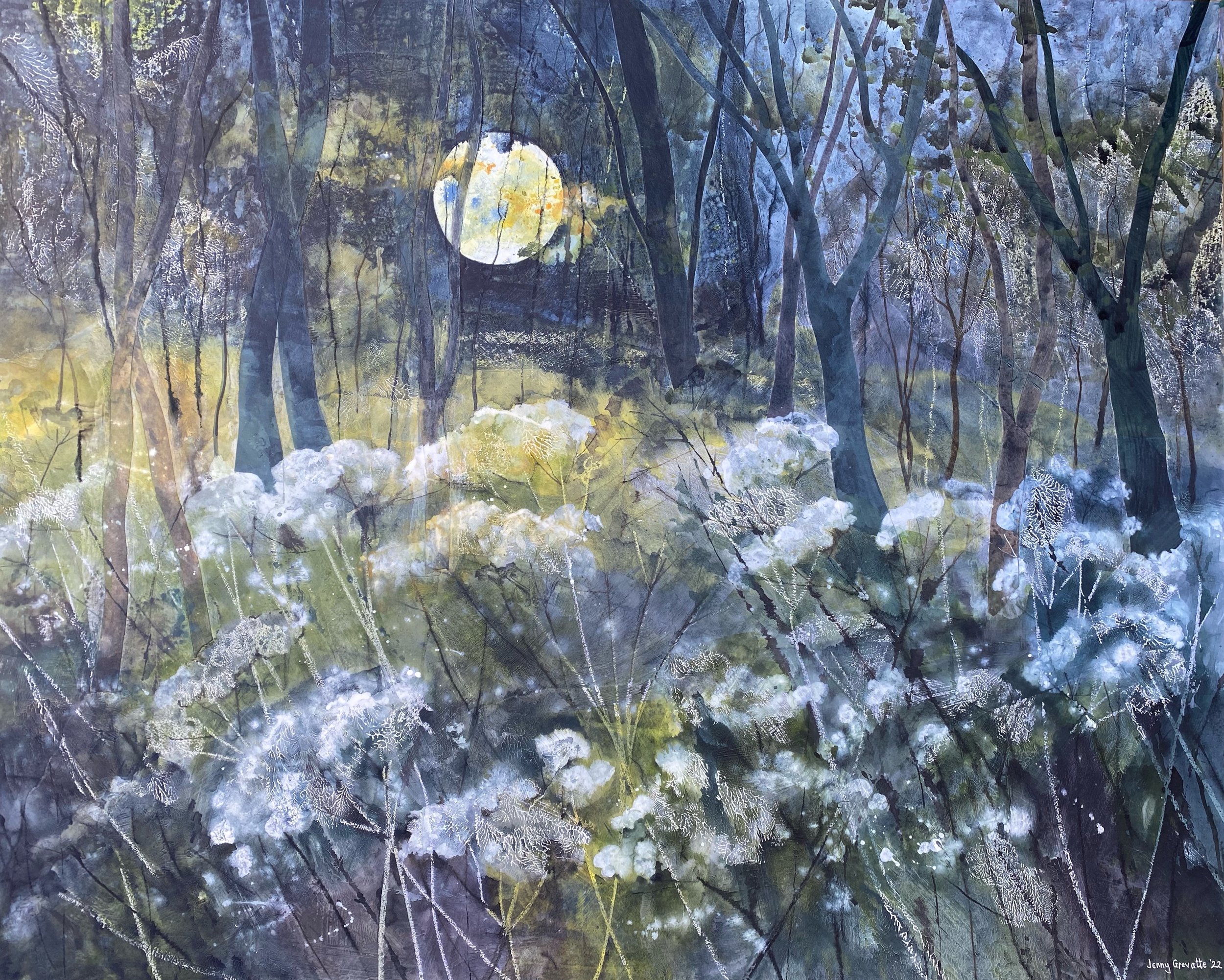 Cow parsley in the moonlight    