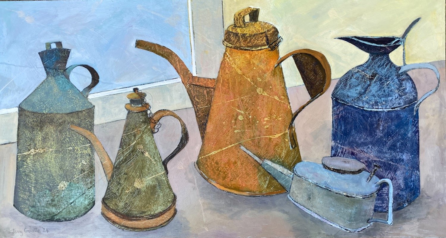 Group of vintage oil cans