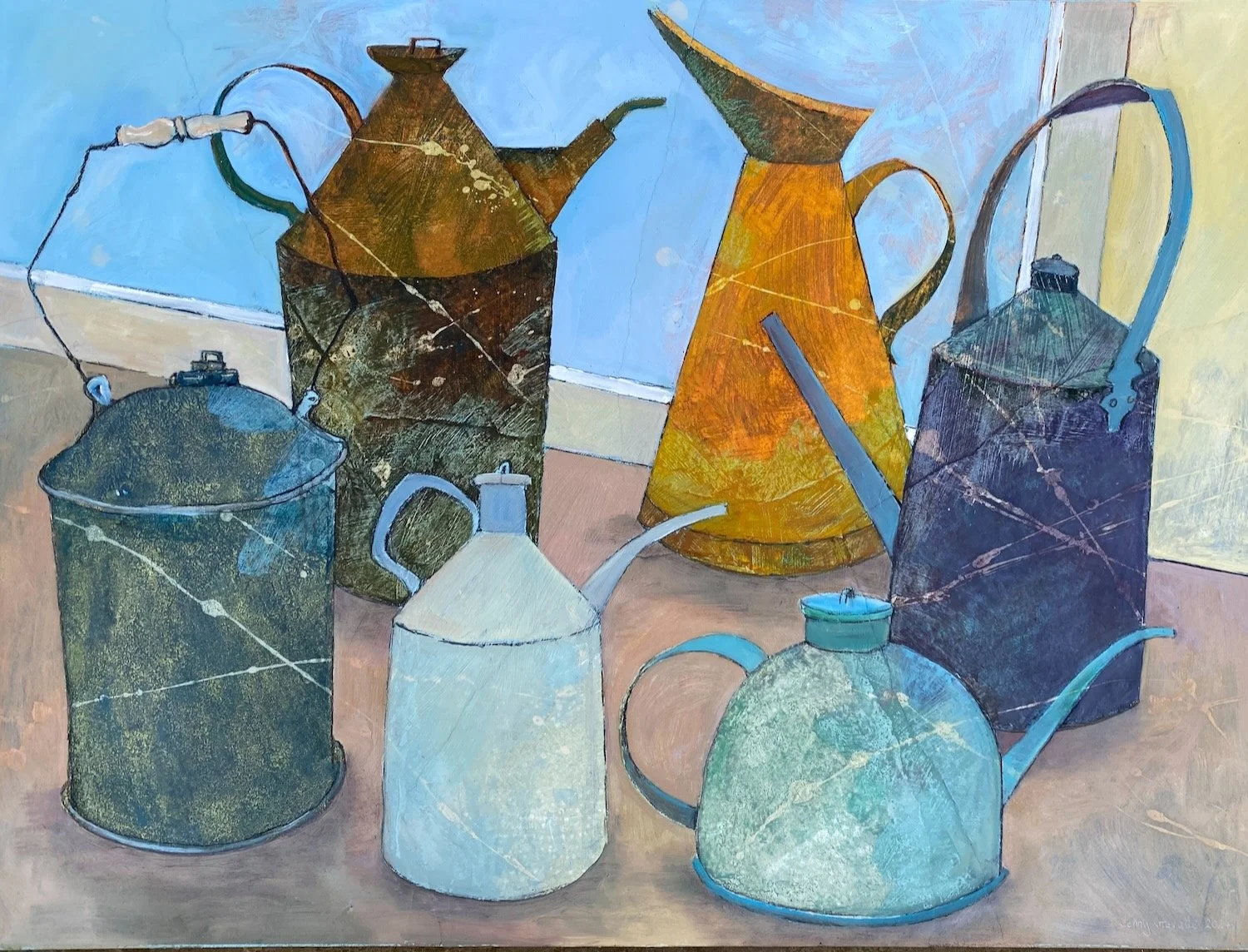 Still life of old oil cans 