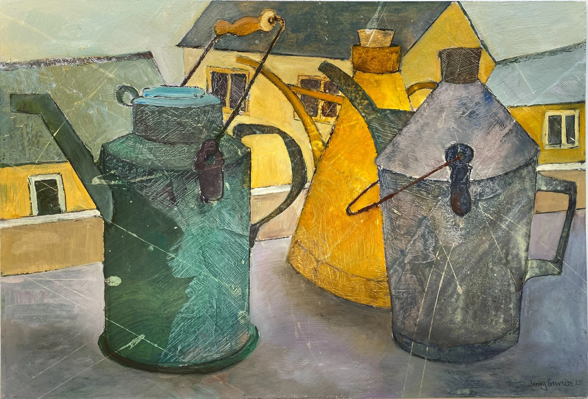 A trio of vintage oil cans 