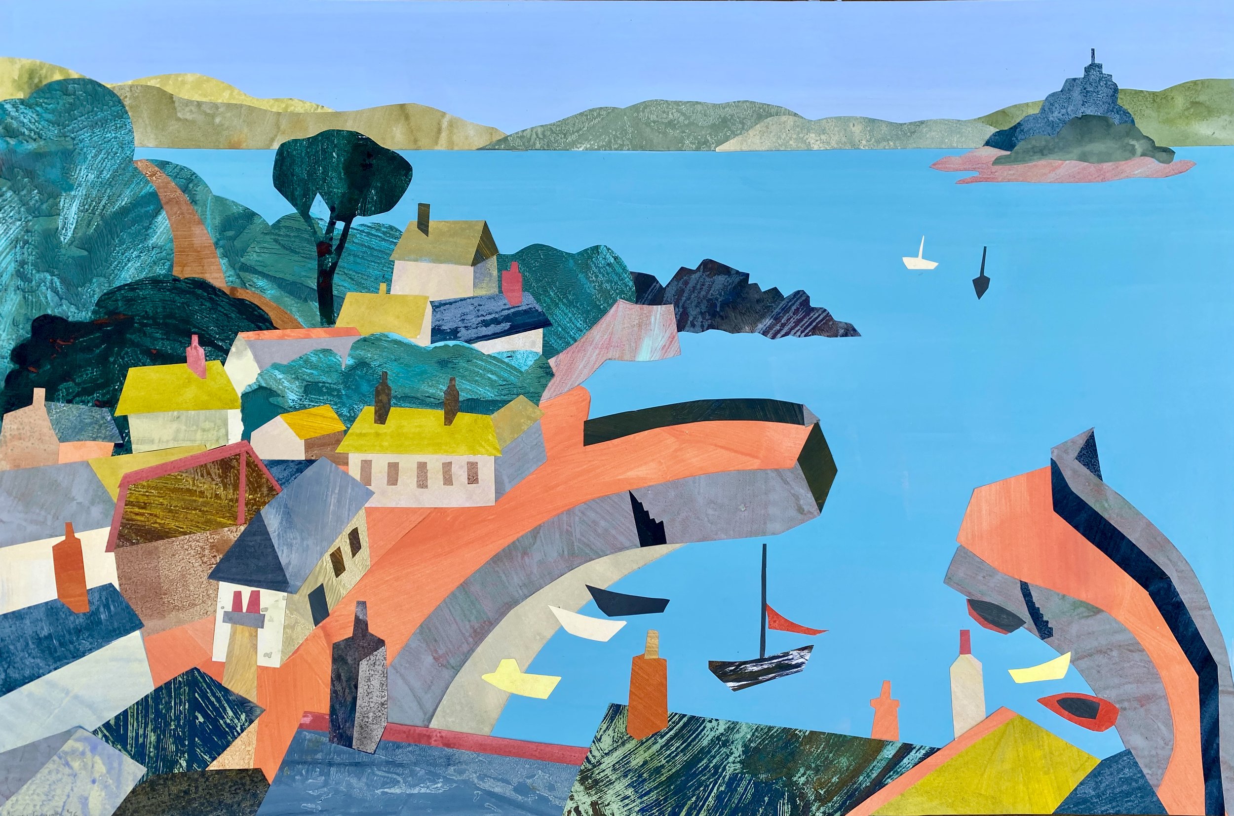 View of Mousehole harbour from above