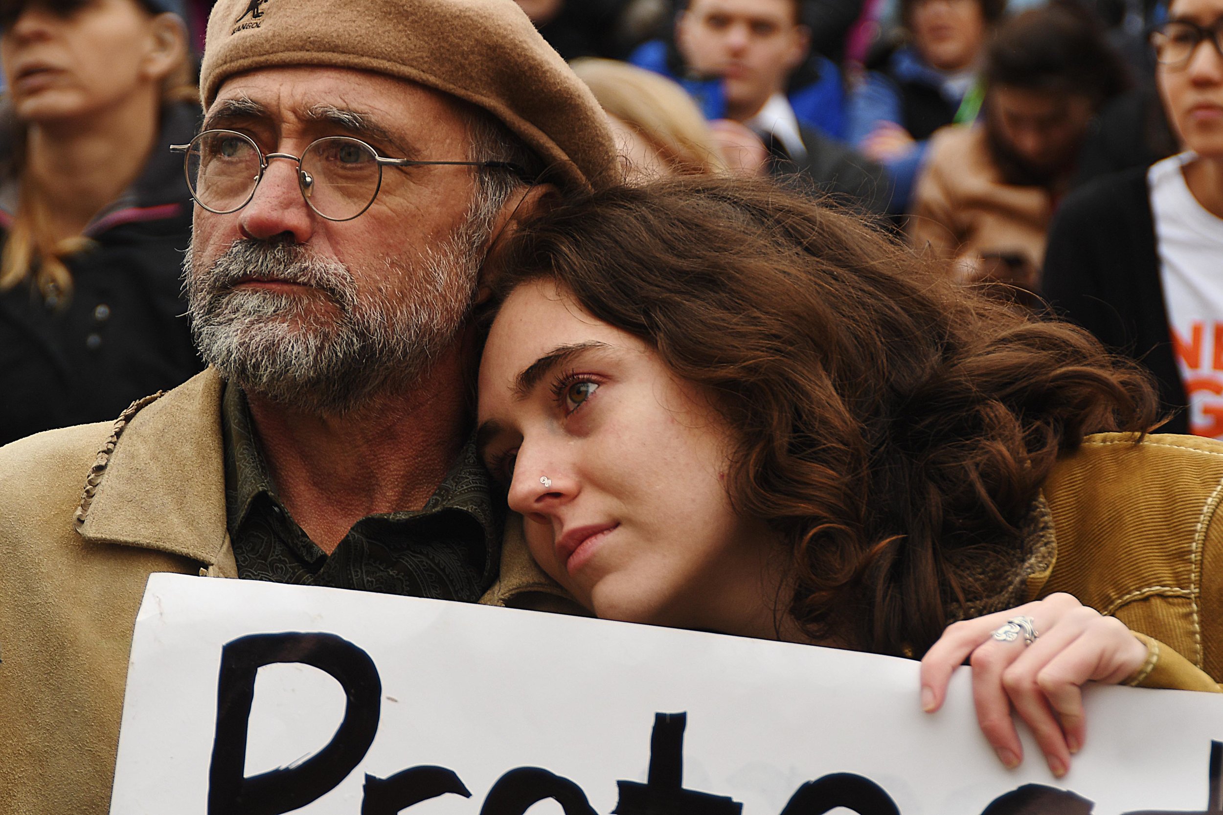  Stanley and Leta Groseclose listen to speakers at the March for Our Lives, Columbia, Mo. rally on March 24, 2018 in the wake of several mass shootings.  