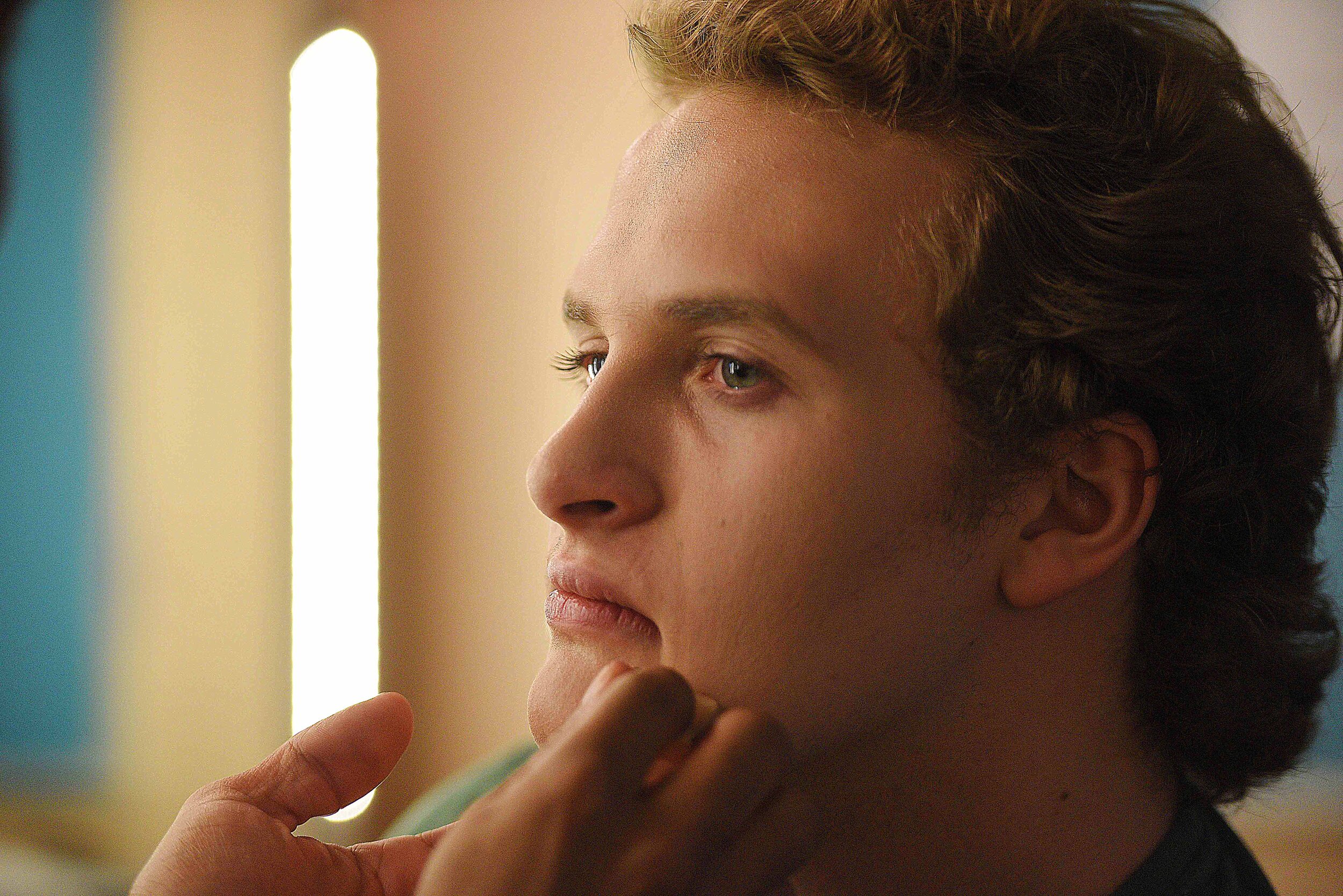  Ben Speed gets his makeup done in anticipation of The Laramie Project Mizzou Theater production in Columbia, Mo. on April 24, 2017.  