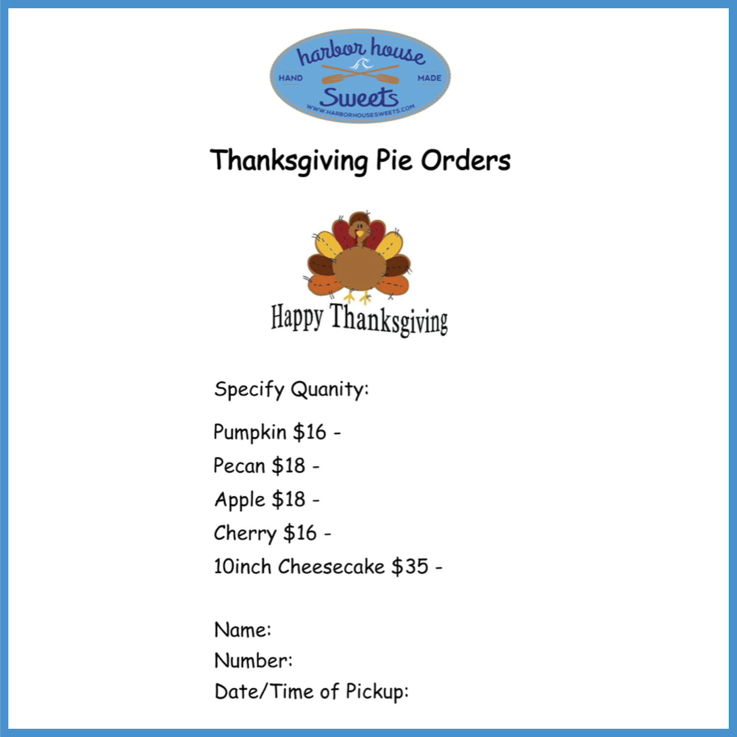 Order Your Thanksgiving Pies Now!