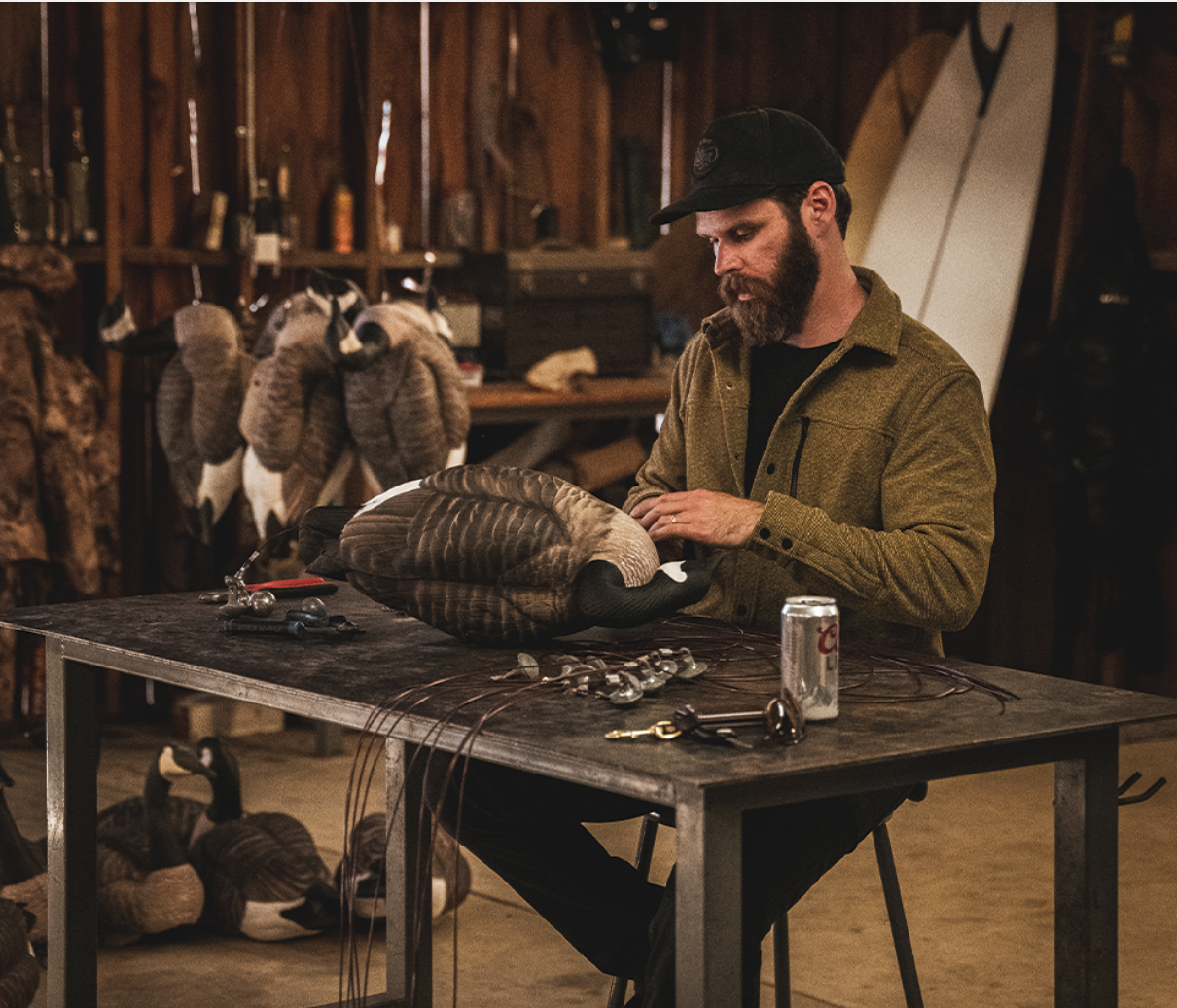  sitka gear man hunter building duck decoys rustic barn 