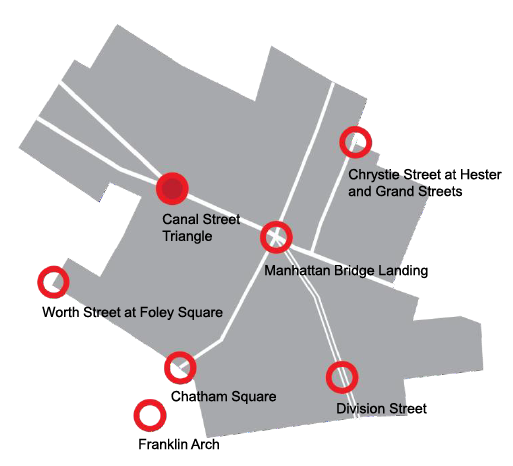 The seven gateway locations presented to us by the NYC DOT.