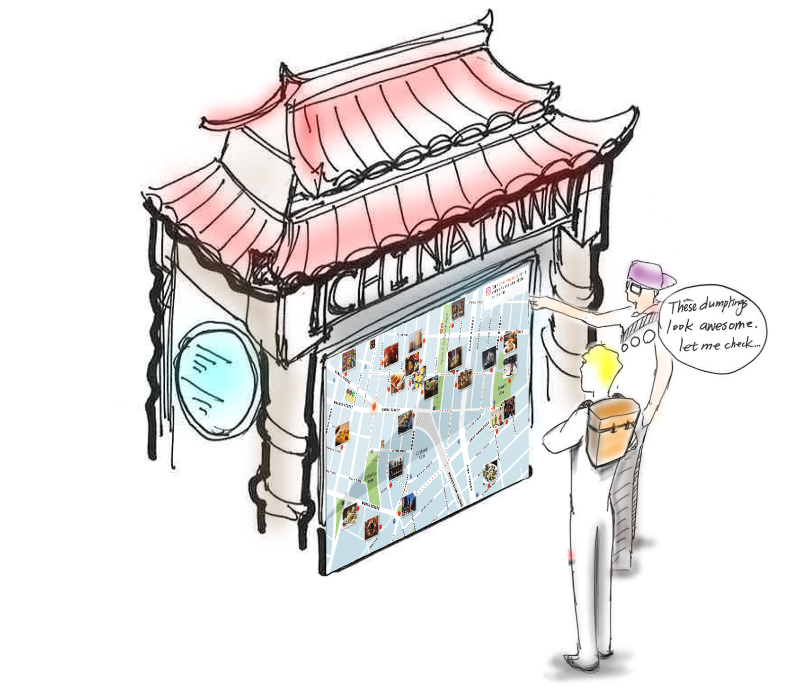 A rendering of the interactive photo map by teammates Wei Ting Kuo and Yue Lilian Yuan