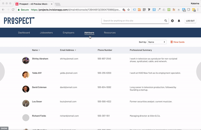 United by a cause, volunteers aren’t necessarily familiar with each other. The Advisors section is where they can summarize their professional experience, so that others can take advantage of their networks. Displaying their contact information also makes it easier to get help when they need it, and stop working in silos.