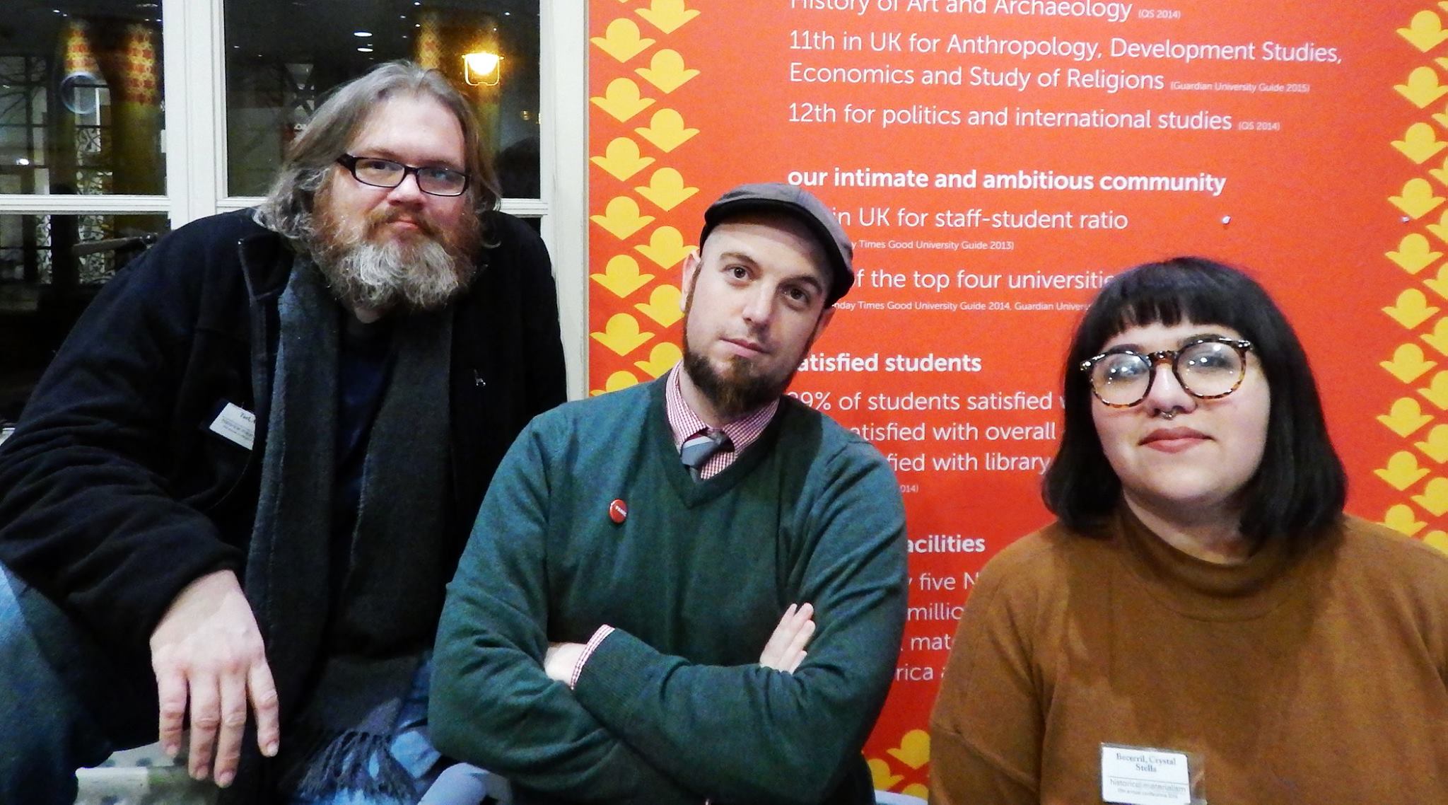 Adam Turl, Alexander Billet and Crystal Stella Becerril at Historical Materialism London (2016).