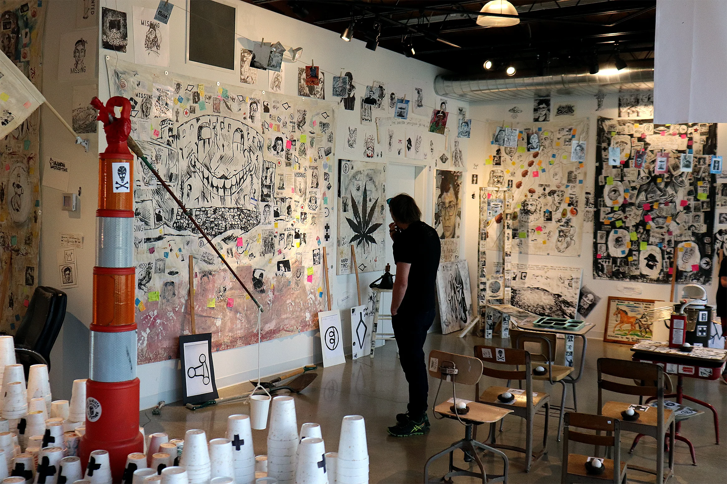 "First Friday" for The Barista Who Disappeared at Artspace 304 (Carbondale, Illinois) (Summer 2018).