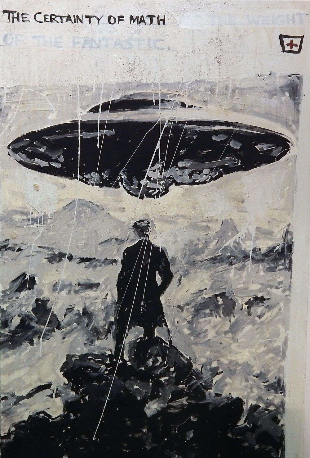 The Certainty of Math (13 Baristas) . Acrylic, coffee and gum on canvas (2015). (Adam Turl)