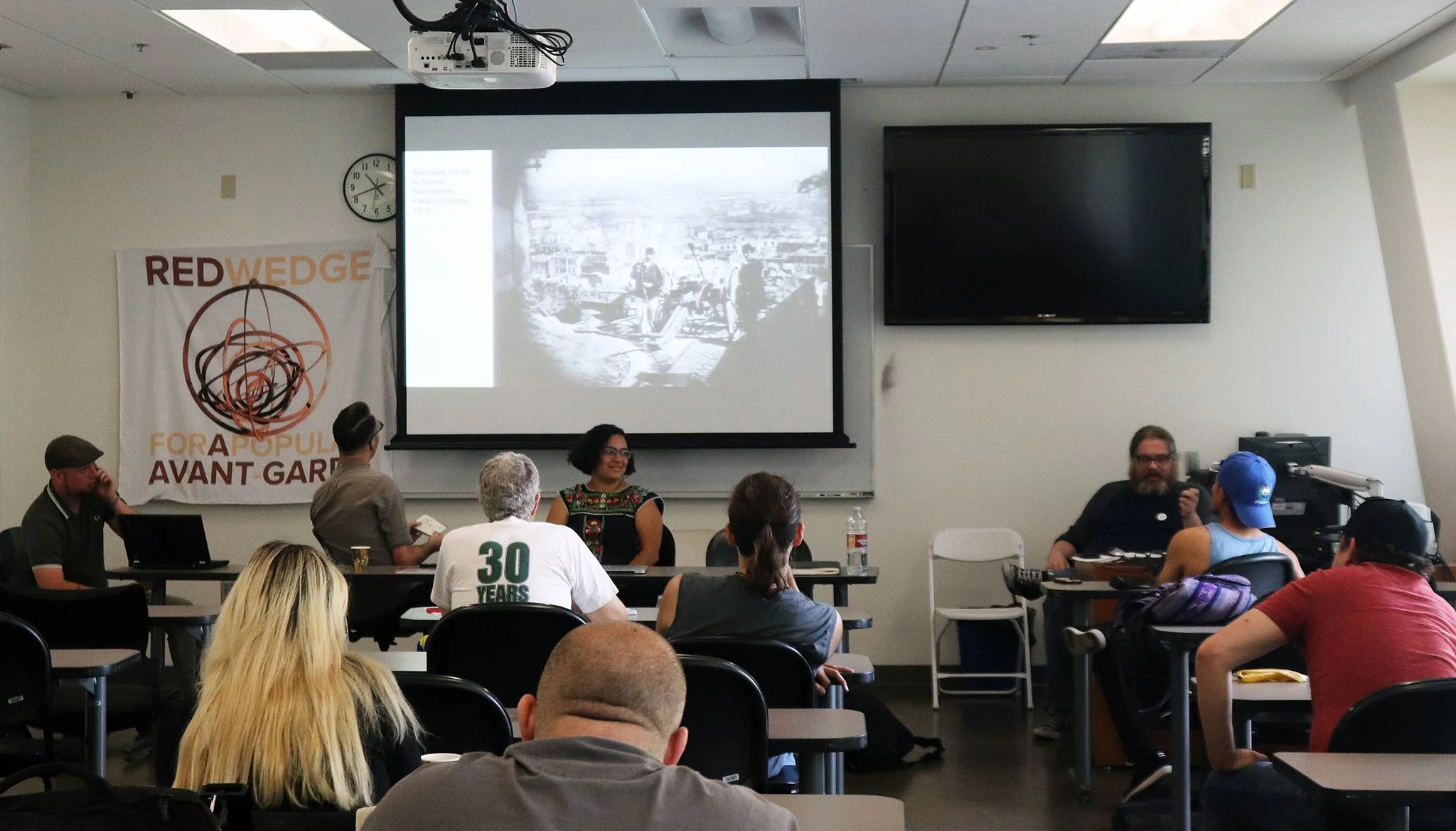 Alexander Billet, Jason Netek, Magally Miranda-Alcazar and Adam Turl at the Red Wedge panel on “Gentrification, Art and the Right to the City” at the Los Angeles Left Coast Forum (2018)