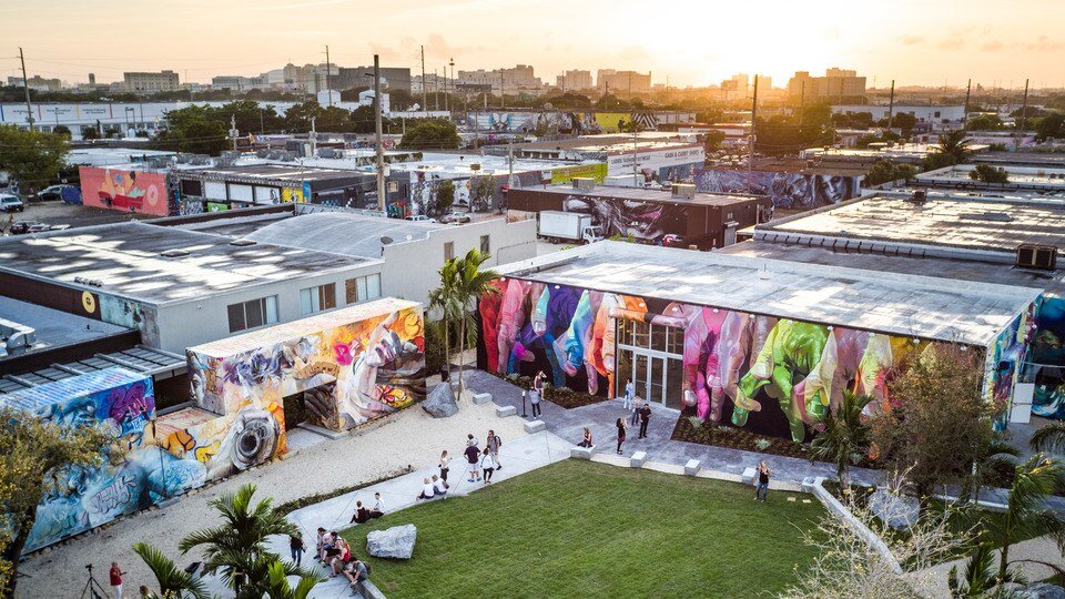An aerial shot of the Wynwood Walls.Photo by Will Graham. Image courtesy of Wynwood Walls.