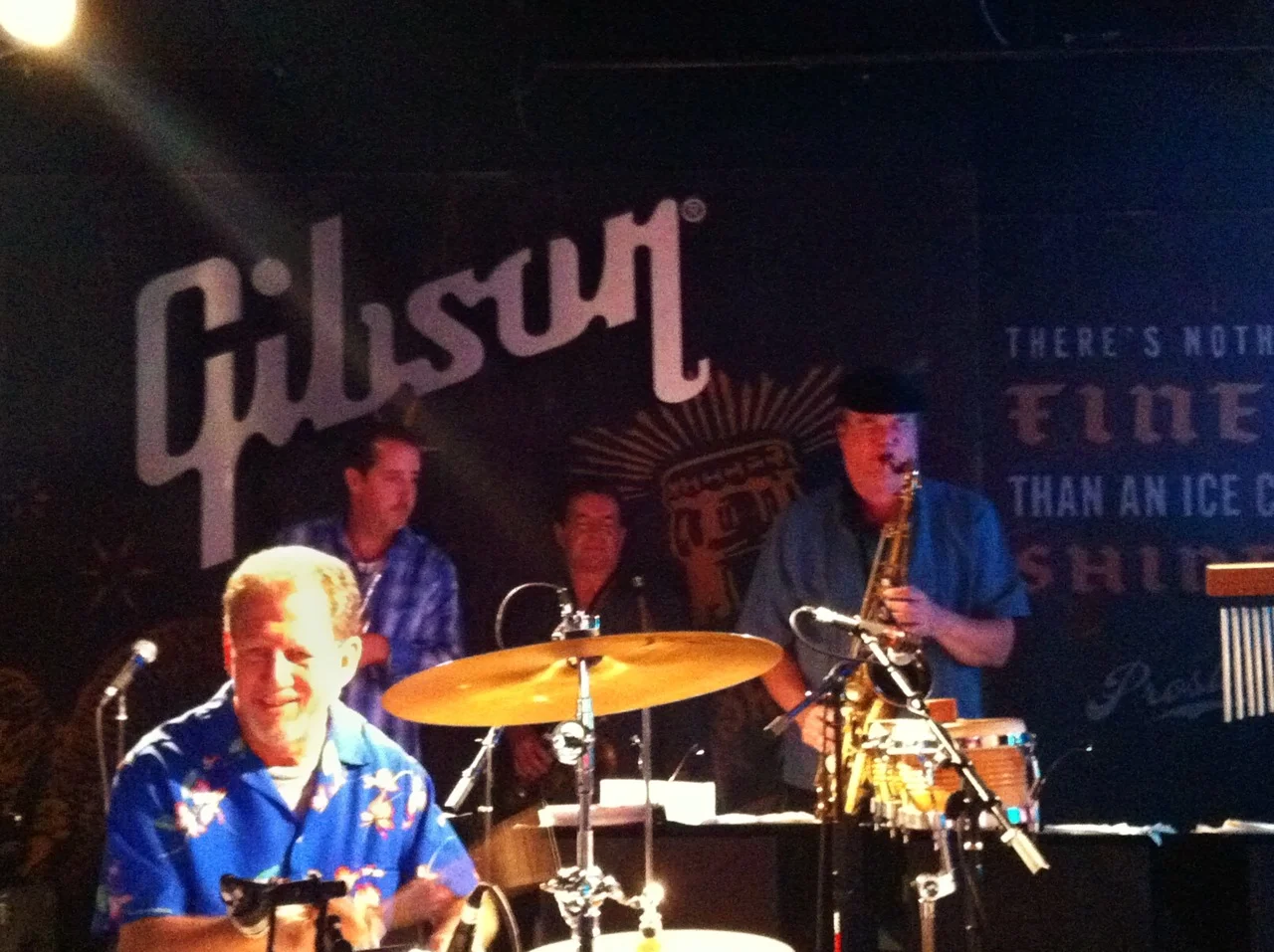 Drummer Steve Summer, with Beto's hornline featuring John Mills, Greg Williams, and Rich Haering.