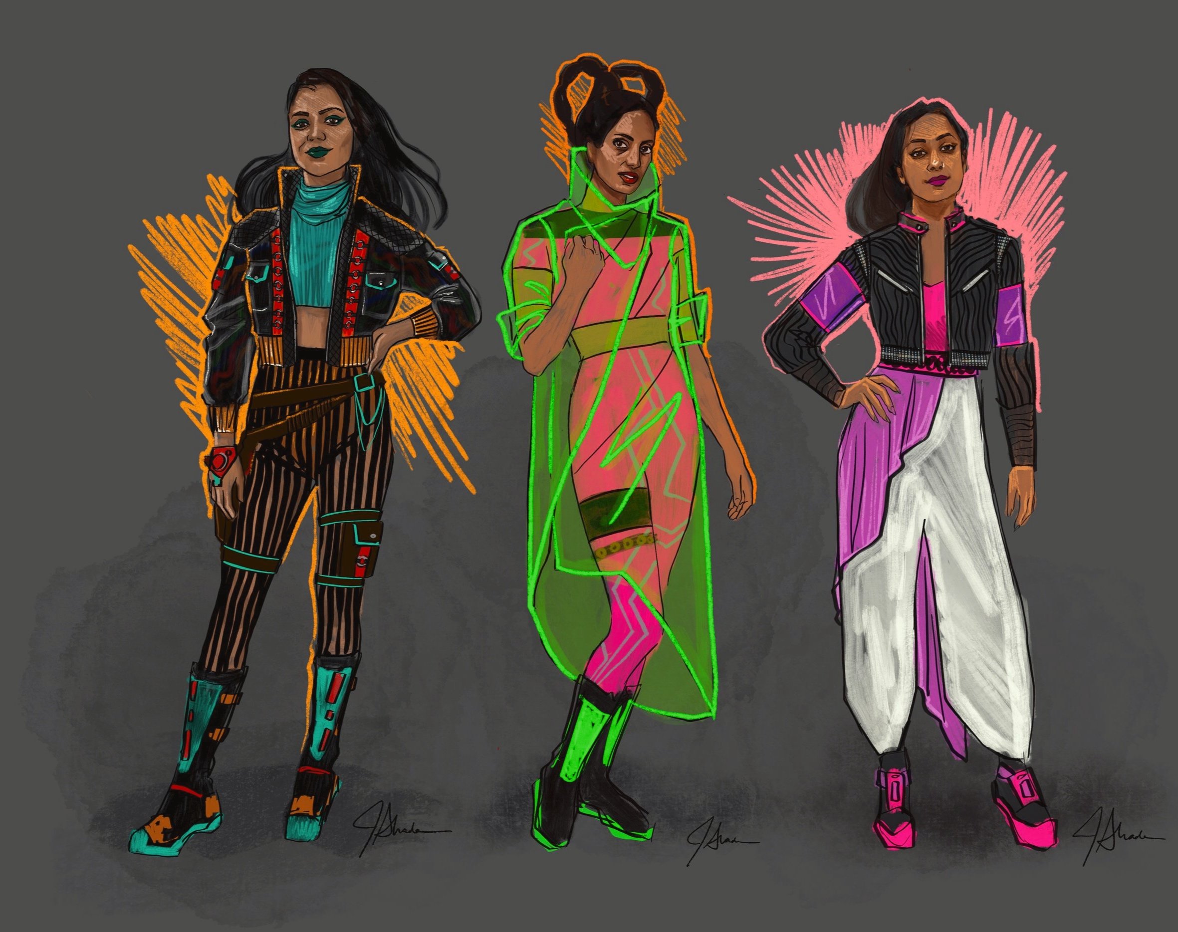 Costume Illustrations for Project Chimera Music Video