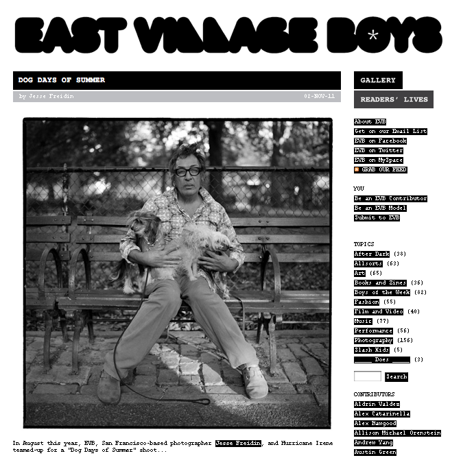 Jesse Freidin Dog Photographer featured on East Village Boys