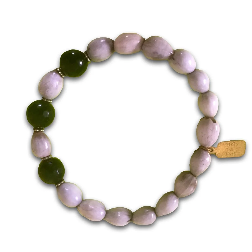 Green Jade Gemstone & Blessing Beads