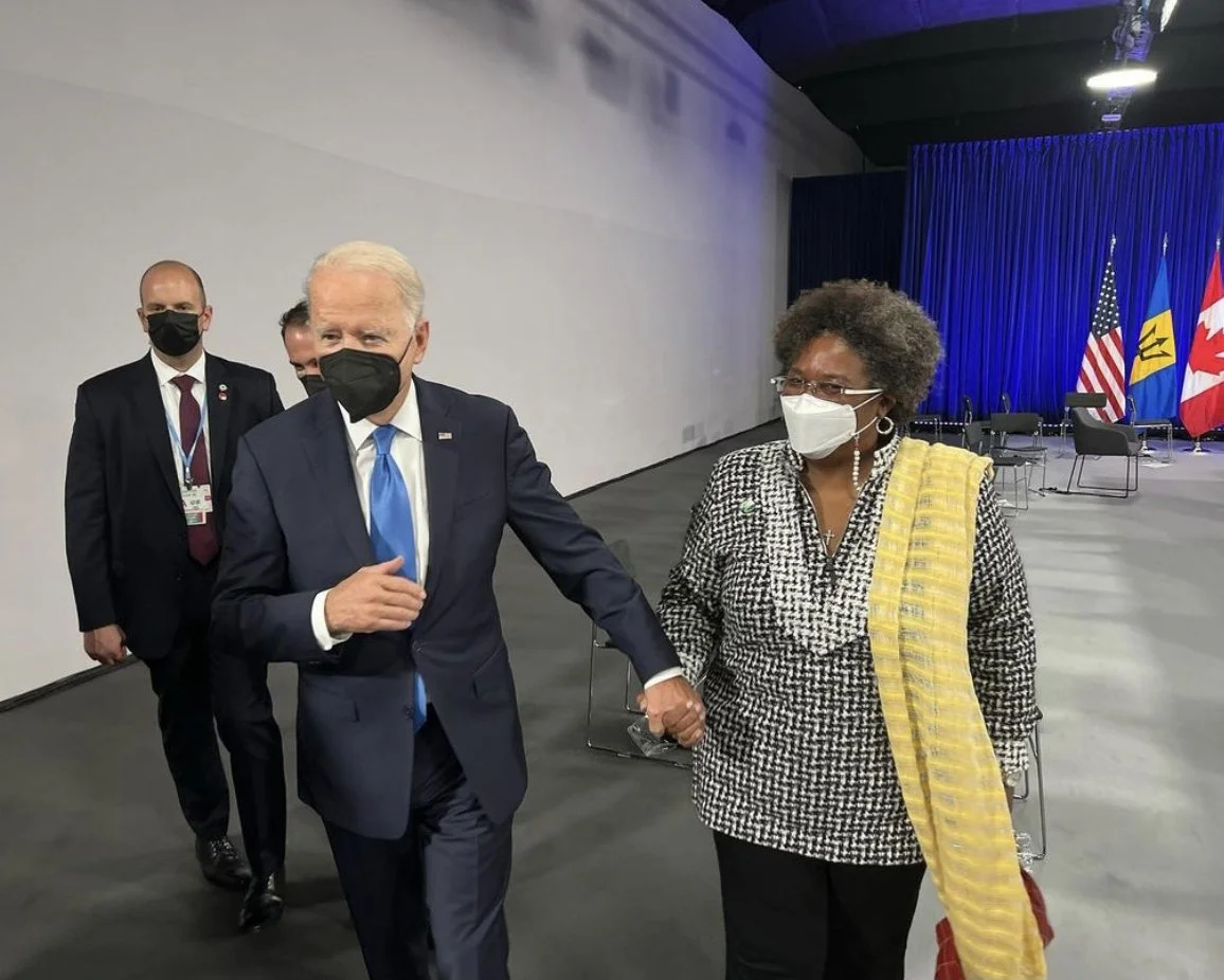 Well-Suited: Bajan Prime Minister Mia Mottley Sports Eco-Conscious Jewelry Line Story & Myth’s Mask Chain 