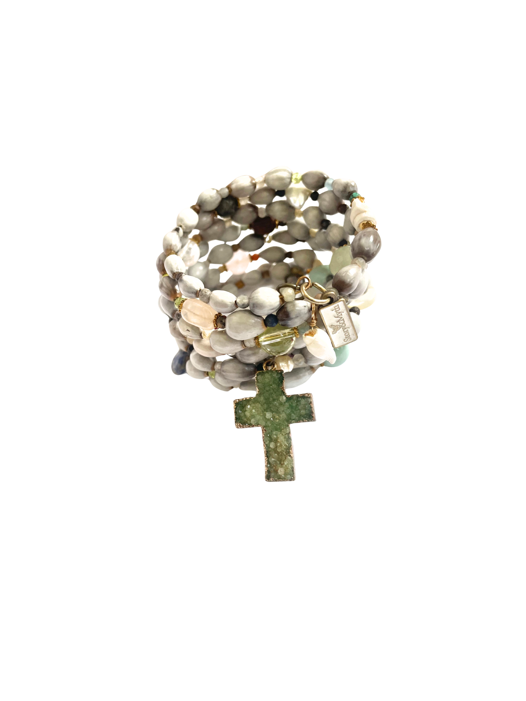 Job's tears and gemstones Blessing Bead Cuff