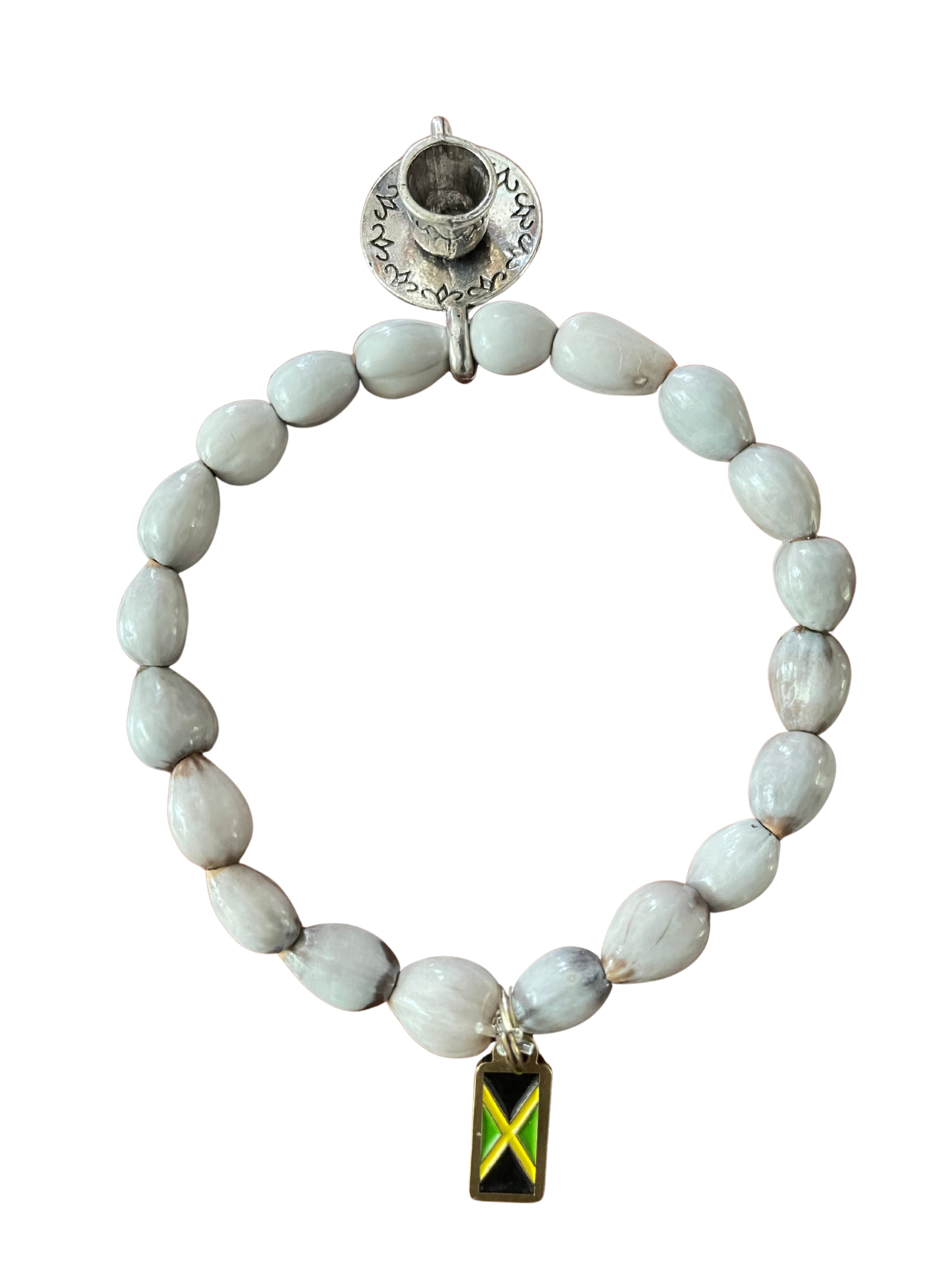 Jamaica Blue Mountain Coffee Cup Blessing Bead Bracelet with Jamaica Flag