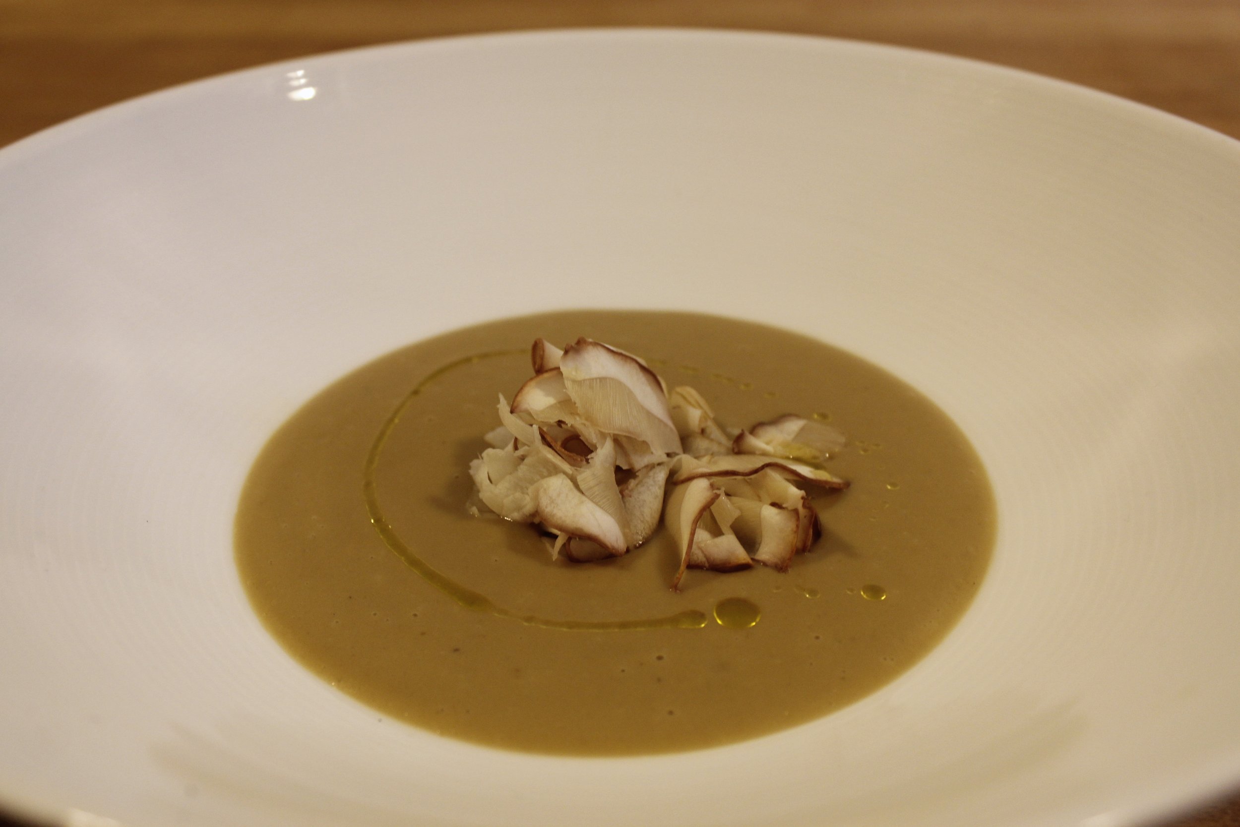  potato soup with mushroom and olive oil  