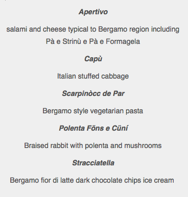  picture of Bergamo night 2017 menu  