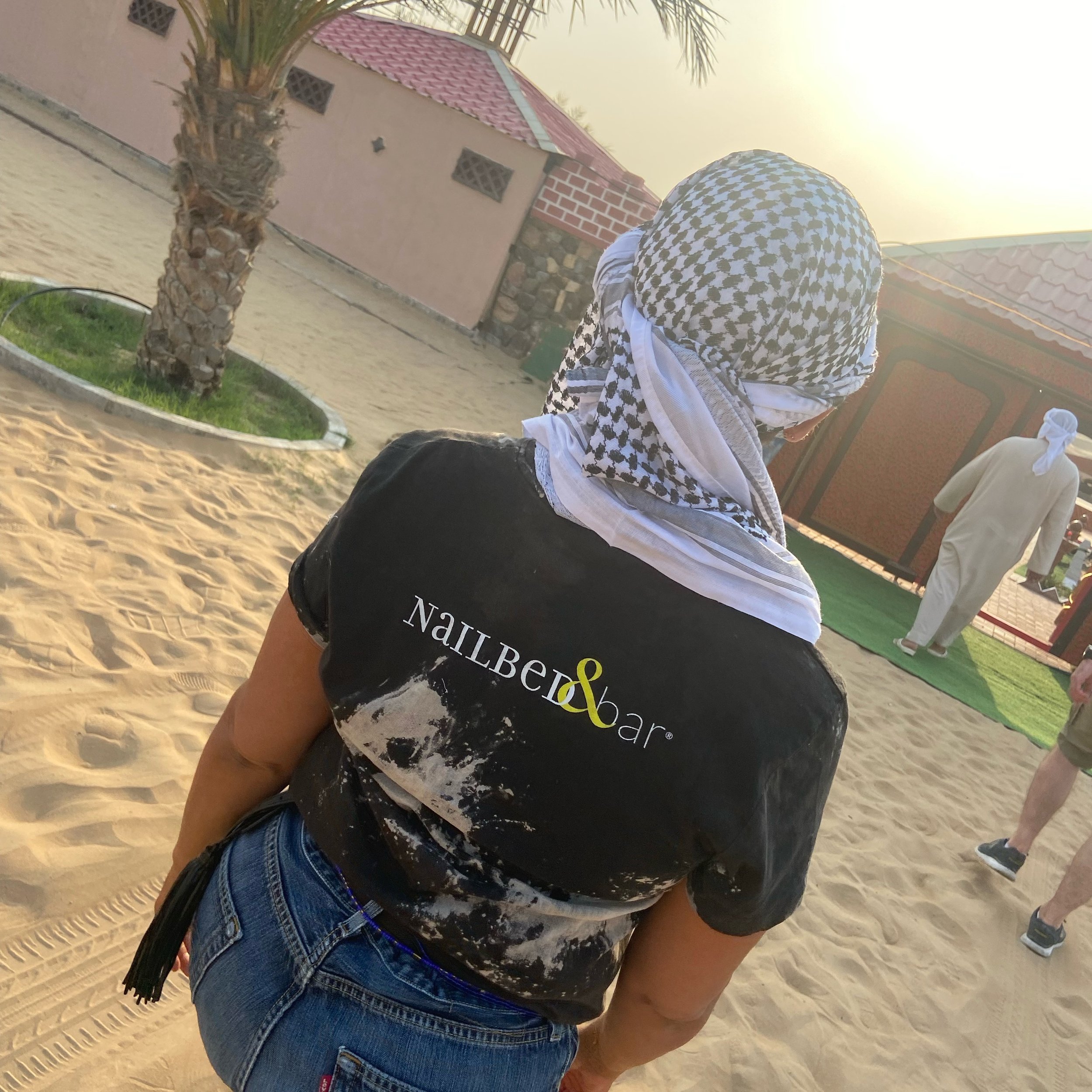 Are you packed? White tee&rsquo;s on sale NOW! In-salon only. It&rsquo;s the perfect tee for your vacation. Don&rsquo;t forget your socks, especially if you&rsquo;ll spend some time in the desert. #dubai #nailbedbar