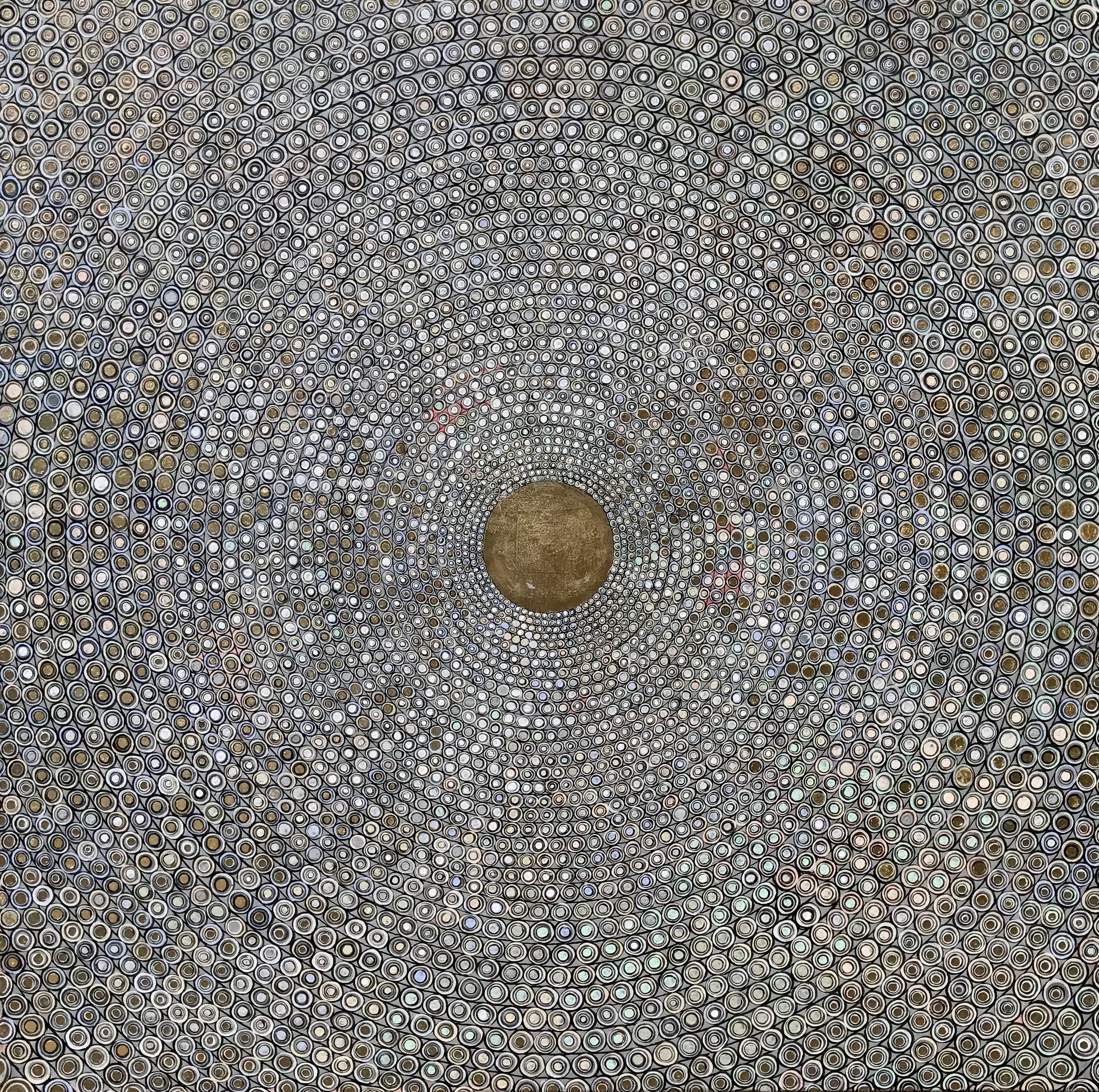 Chromosphere, mixed media on canvas, 30x30 inches, SOLD