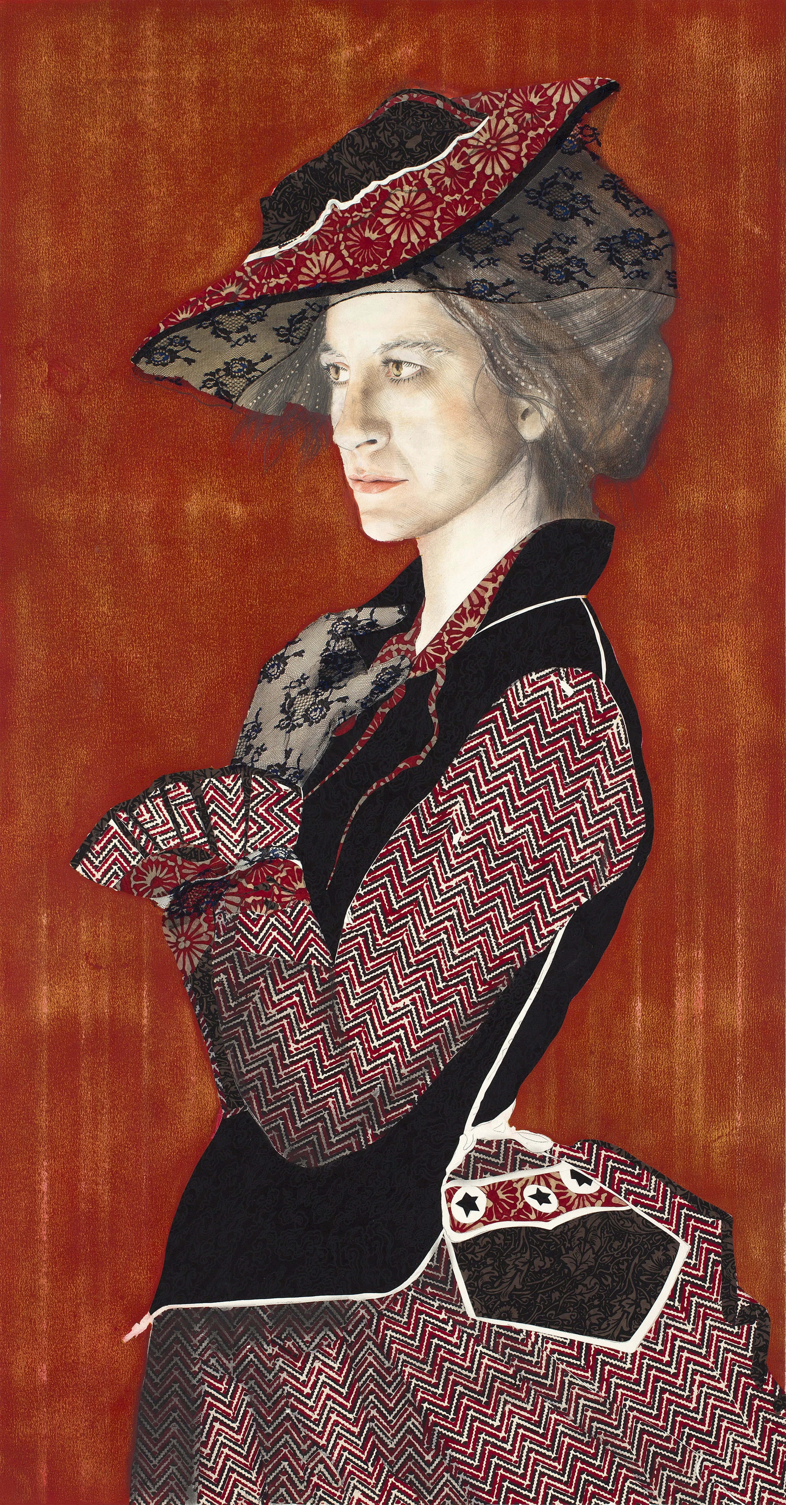 Charlie, pencil with collage on paper, 71 x 38 inches, SOLD