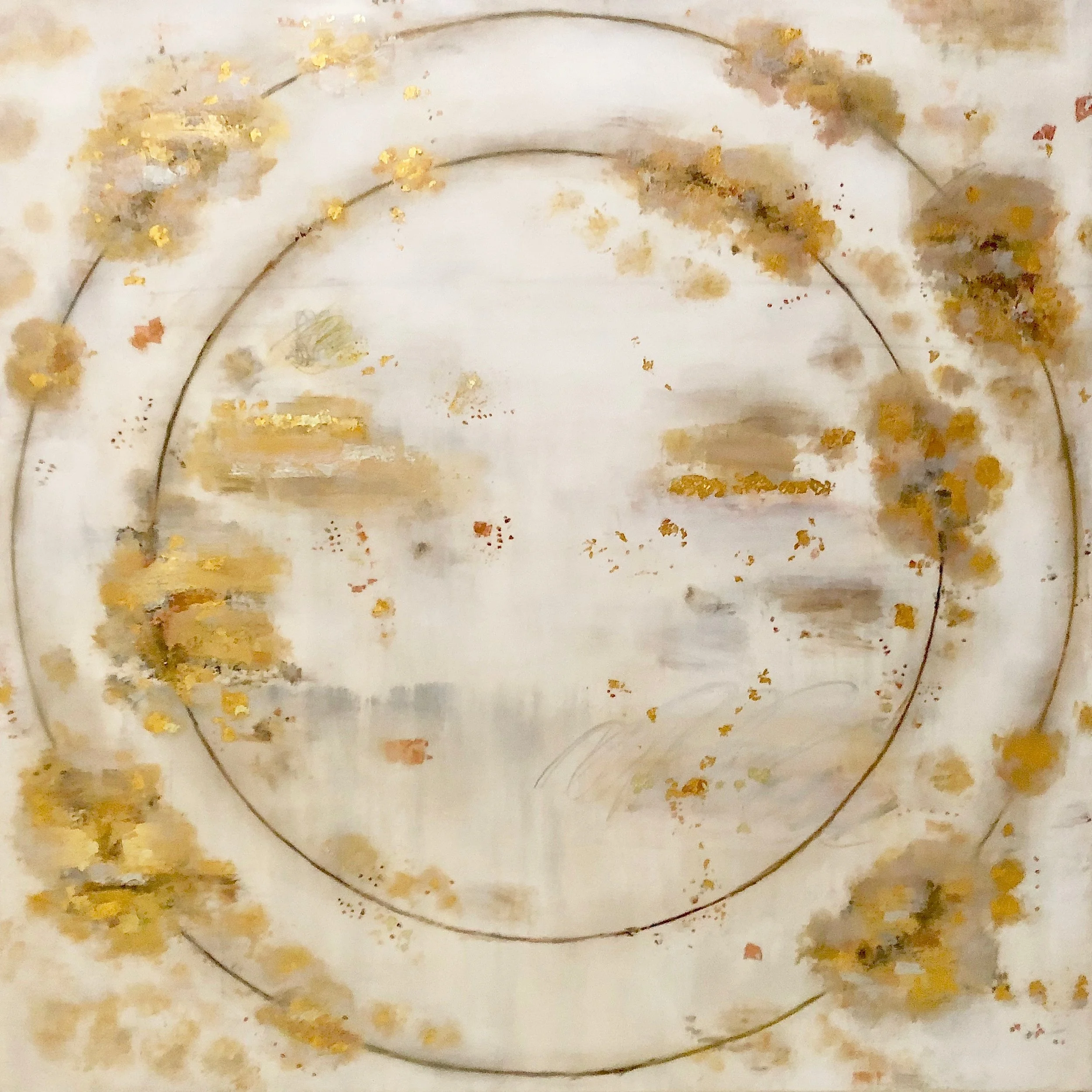 Circle 105 , acrylic, gold leaf, metal leaf on canvas, 50x50