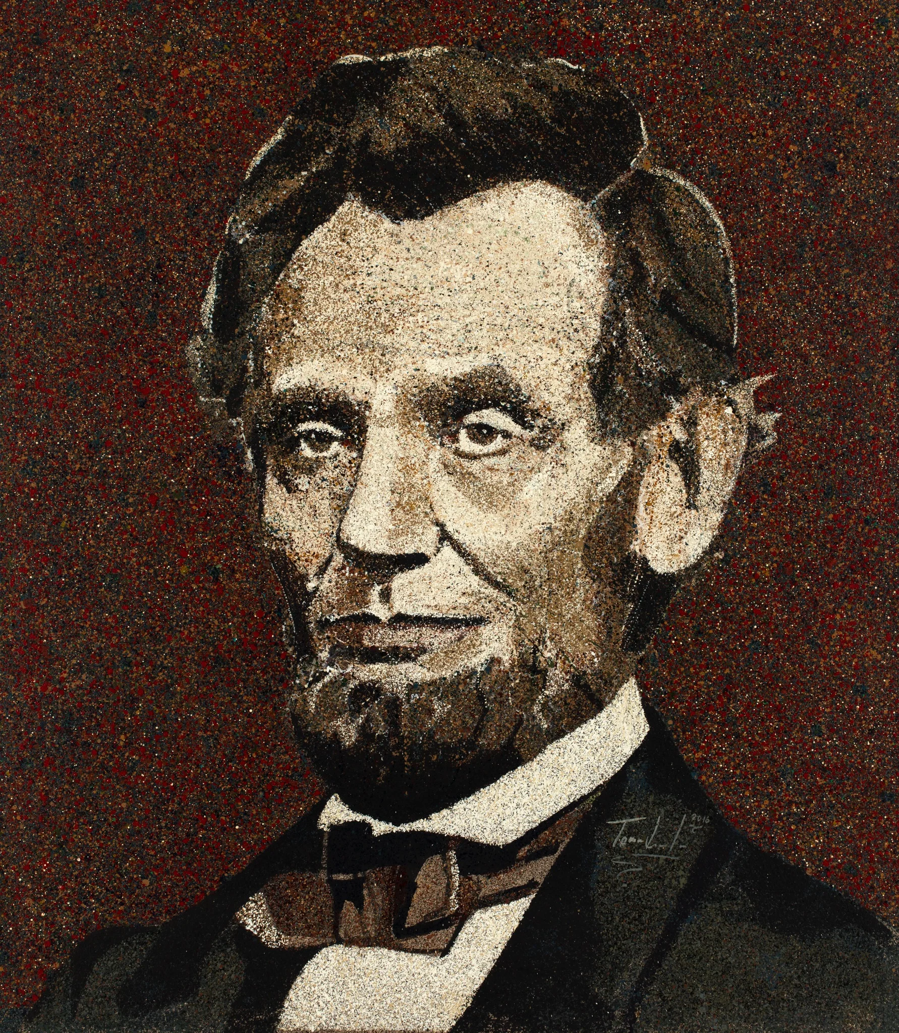   Lincoln , ink splatter on canvas, 48 x 55 inches, SOLD 