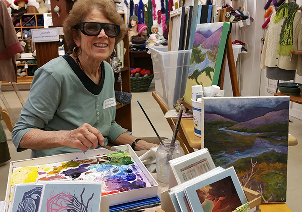 Liz Stafford's Paintings are available at the Artisans' Co-op.