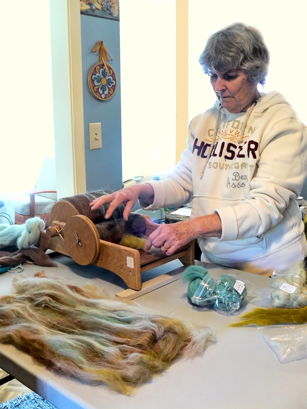 Drin Welker's Scarves are available at the Artisans' Co-op.