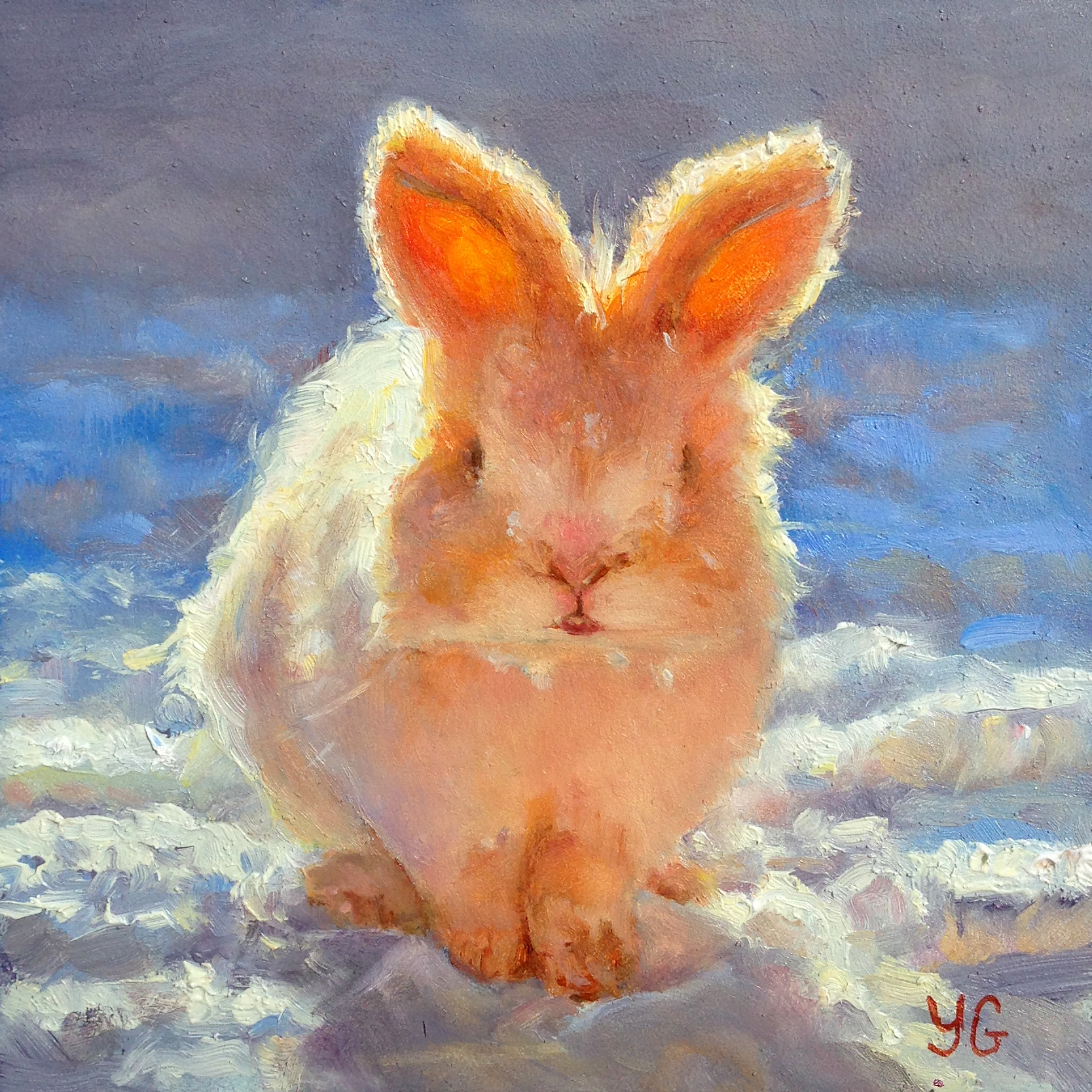 Snow bunny 5x5 Oil