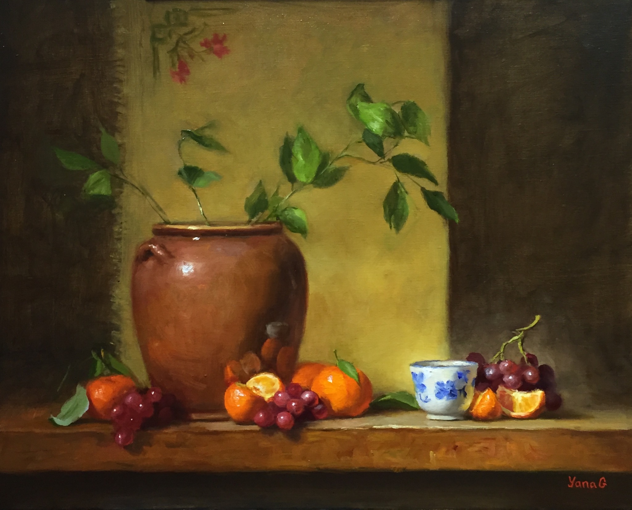 Flower Pot and Mandarins Oil on linen 16X20